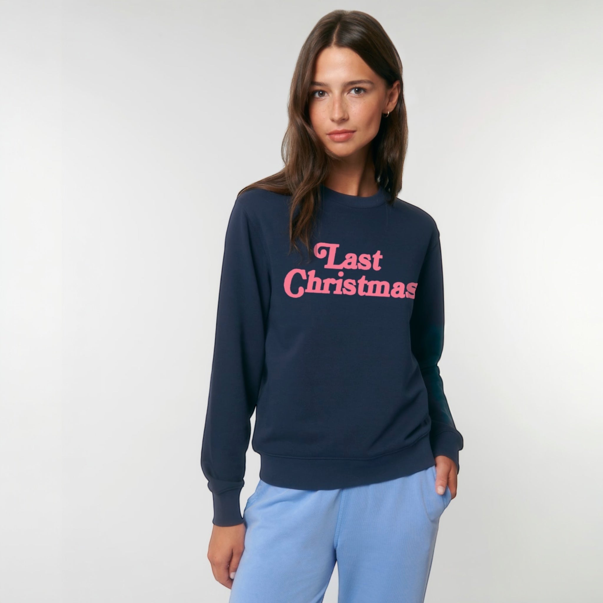 'LAST CHRISTMAS' embroidered organic unisex classic crew neck 'Matcher' sweatshirt
