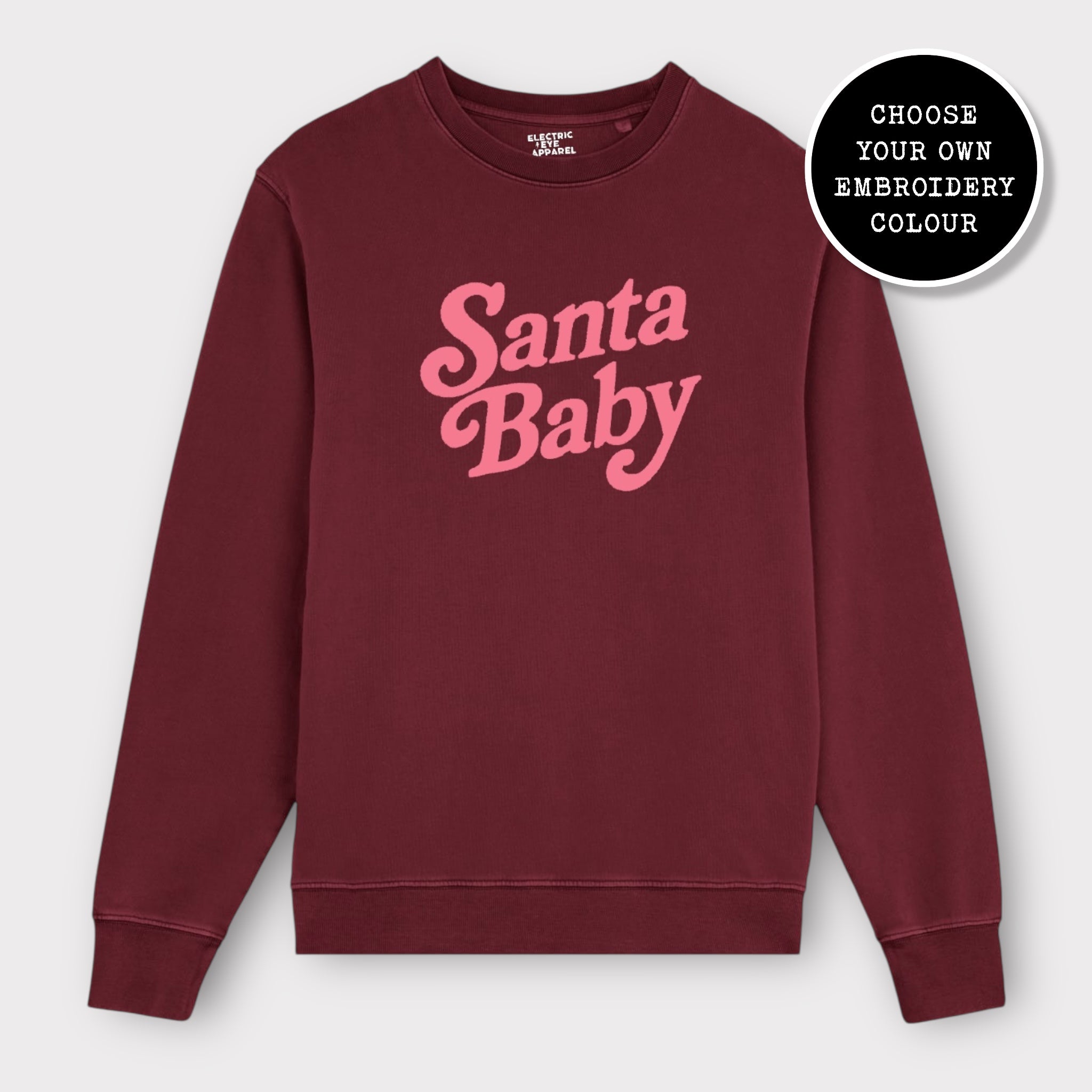 'SANTA BABY' 70s style embroidered organic cotton Unisex 'Matcher' sweatshirt