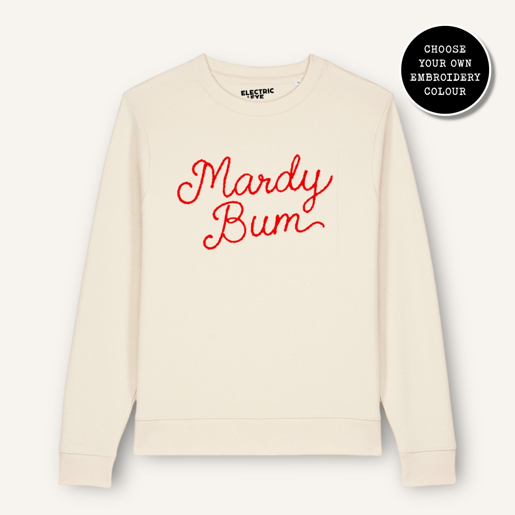 'MARDY BUM' embroidered organic cotton women's 'Thinker' sweatshirt - extended sizing XS-6XL
