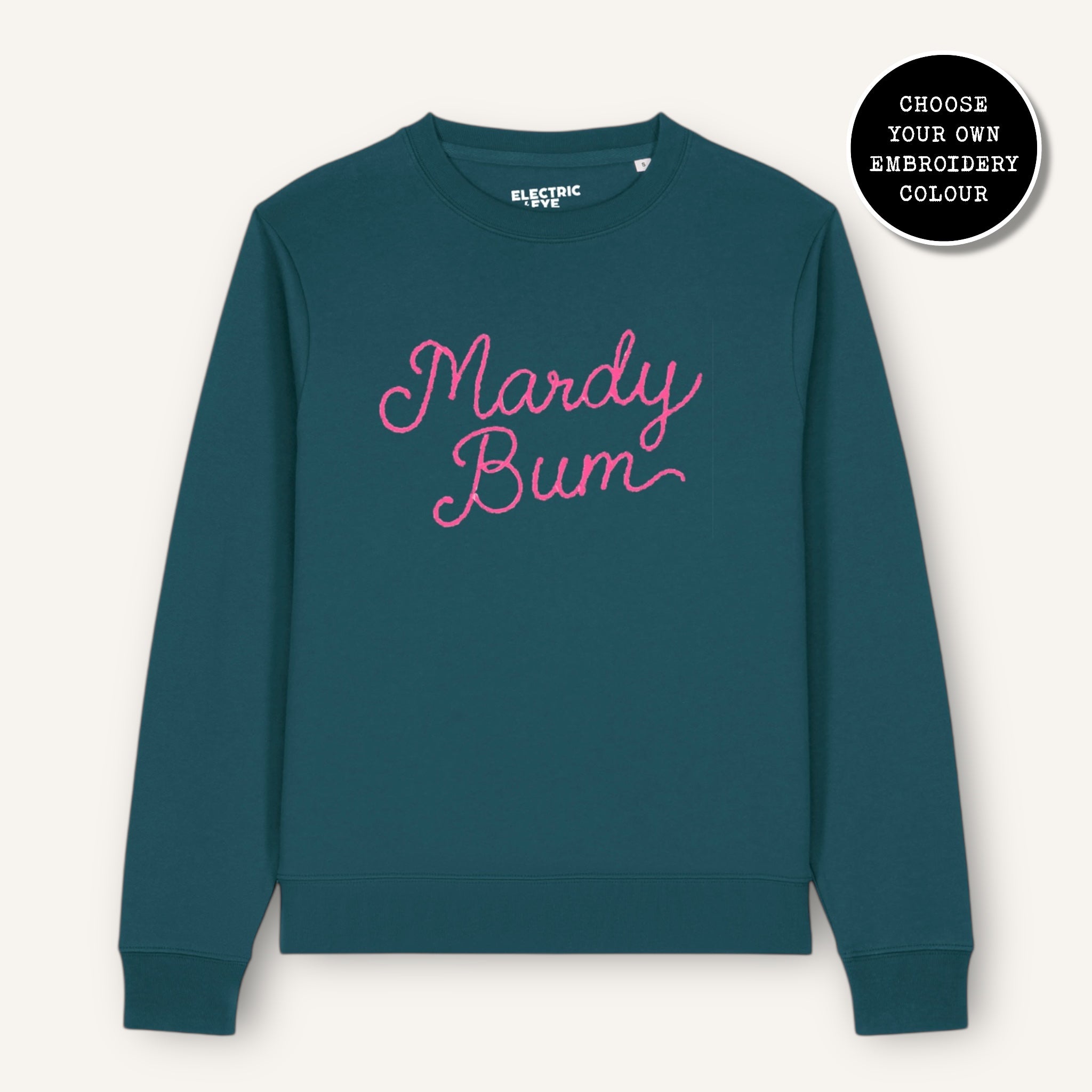 'MARDY BUM' embroidered organic cotton women's 'Thinker' sweatshirt - extended sizing XS-6XL