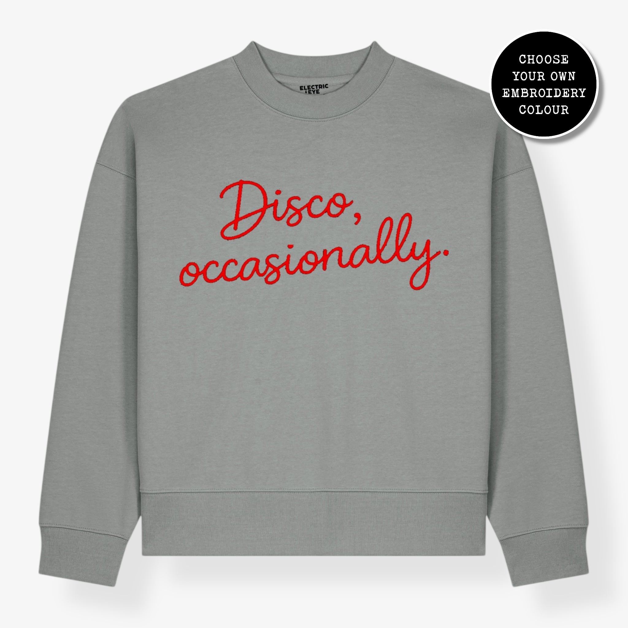 Men's 'DISCO, OCCASIONALLY' embroidered organic cotton 'Ryler' sweatshirt