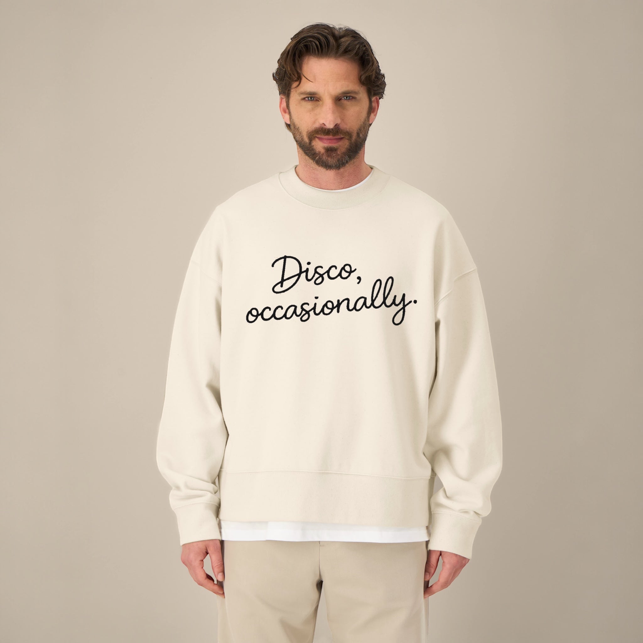 Men's 'DISCO, OCCASIONALLY' embroidered organic cotton 'Ryler' sweatshirt