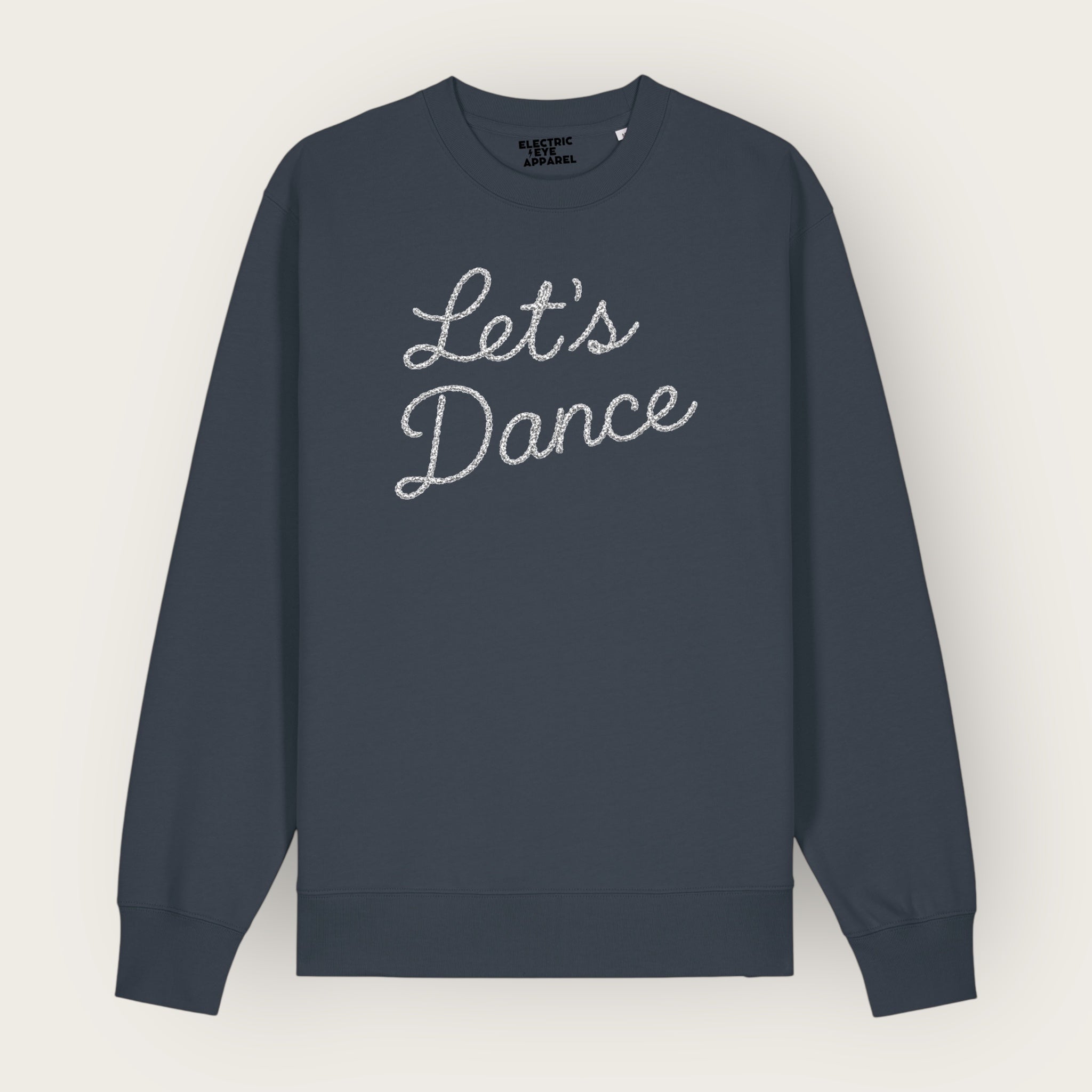 Unisex 'LET'S DANCE' embroidered organic cotton 'Thinker' sweatshirt - extended sizing XXS-5XL
