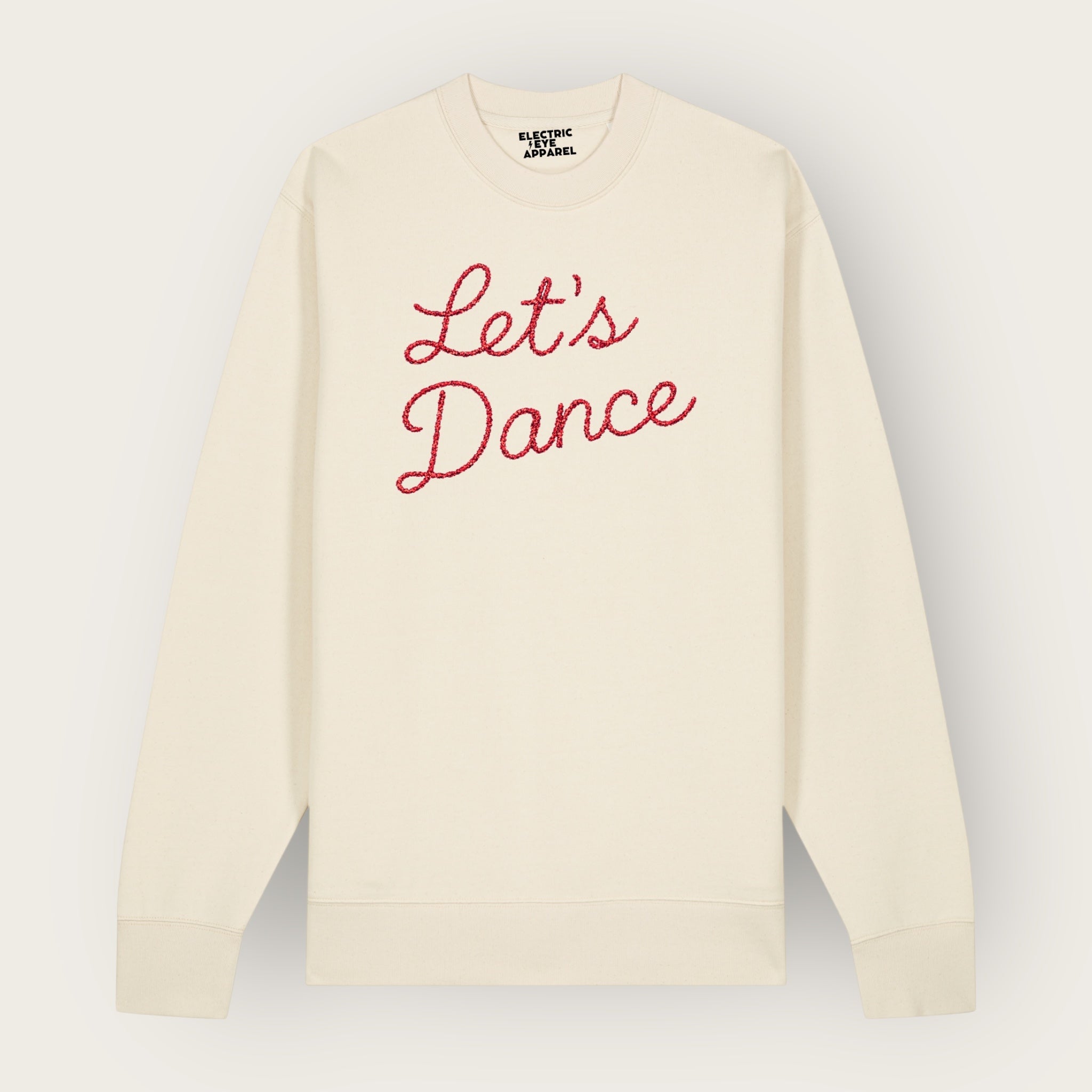 Unisex 'LET'S DANCE' embroidered organic cotton 'Thinker' sweatshirt - extended sizing XXS-5XL