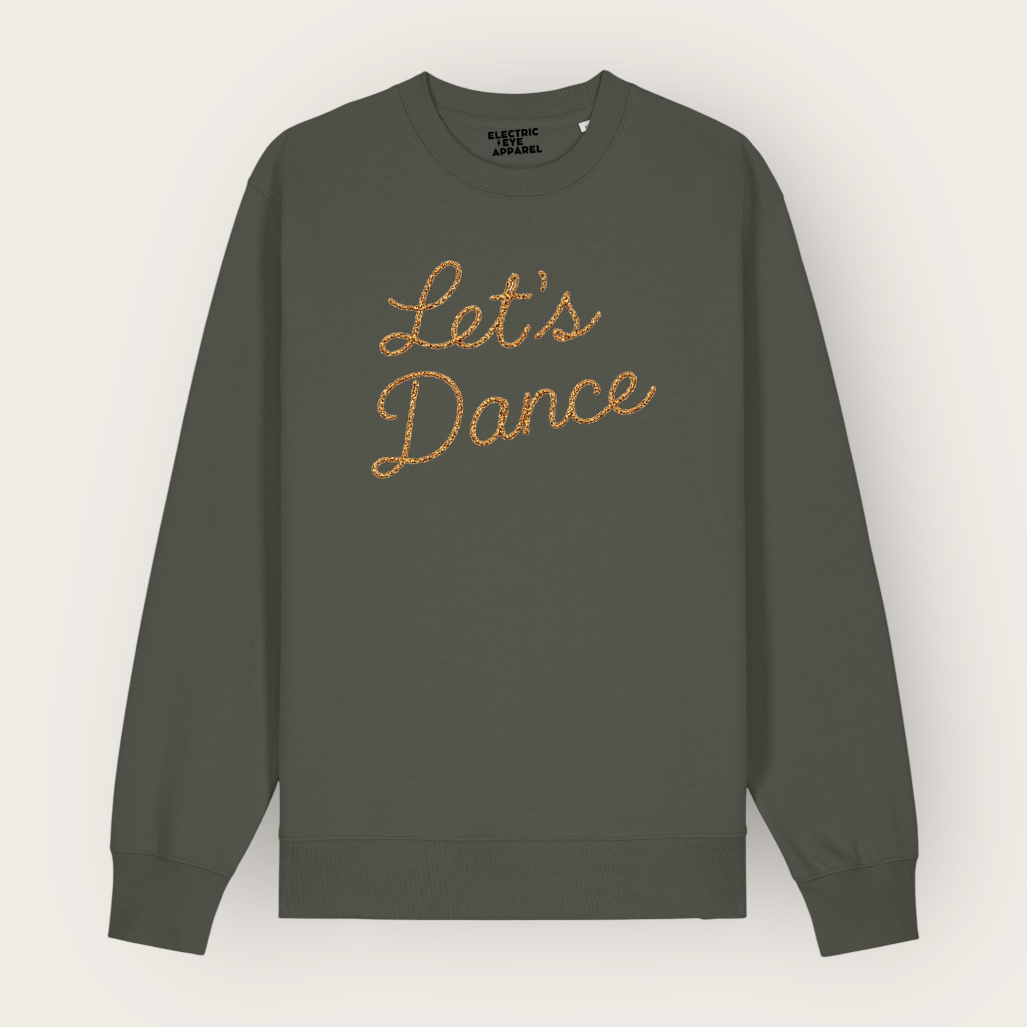 Unisex 'LET'S DANCE' embroidered organic cotton 'Thinker' sweatshirt - extended sizing XXS-5XL