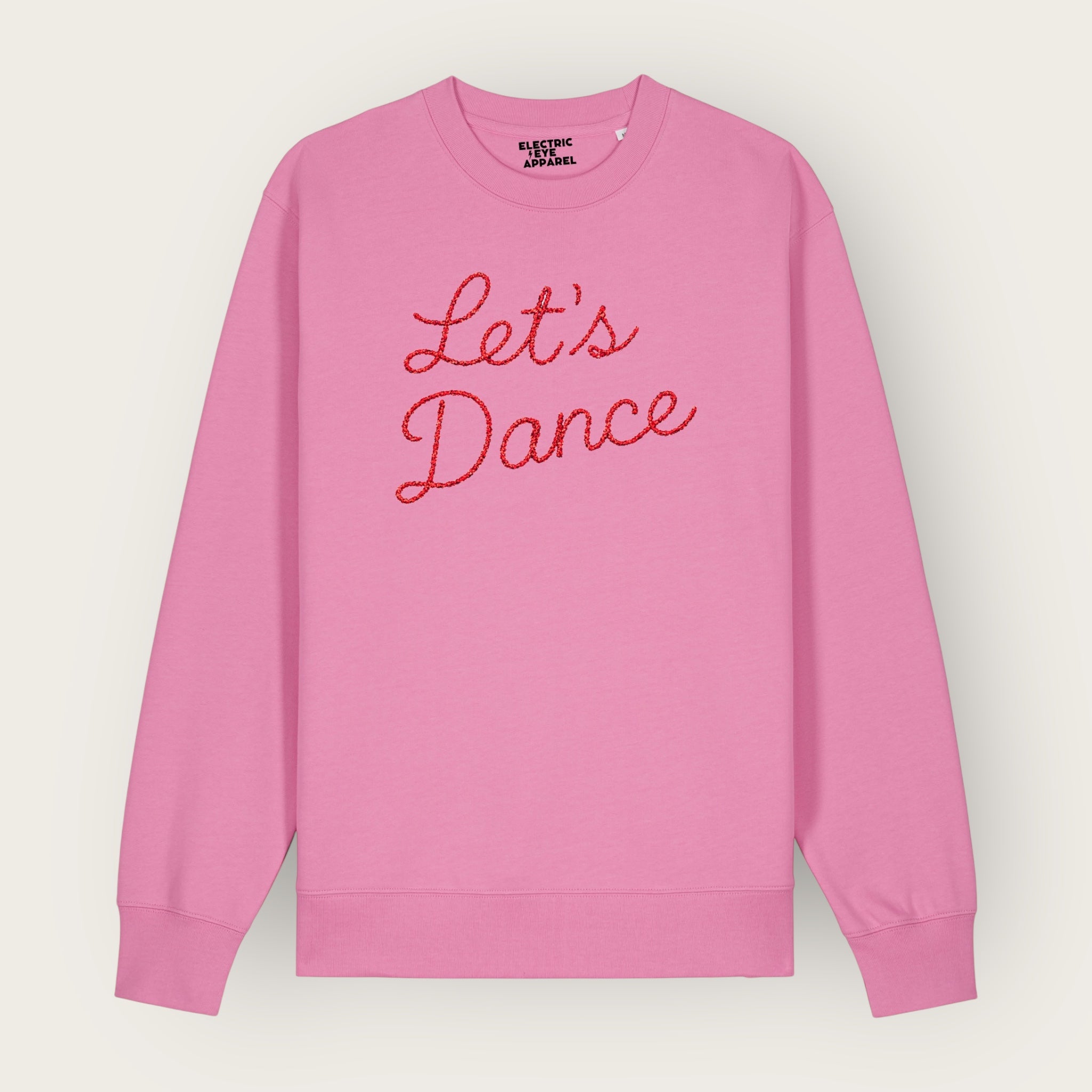 Unisex 'LET'S DANCE' embroidered organic cotton 'Thinker' sweatshirt - extended sizing XXS-5XL