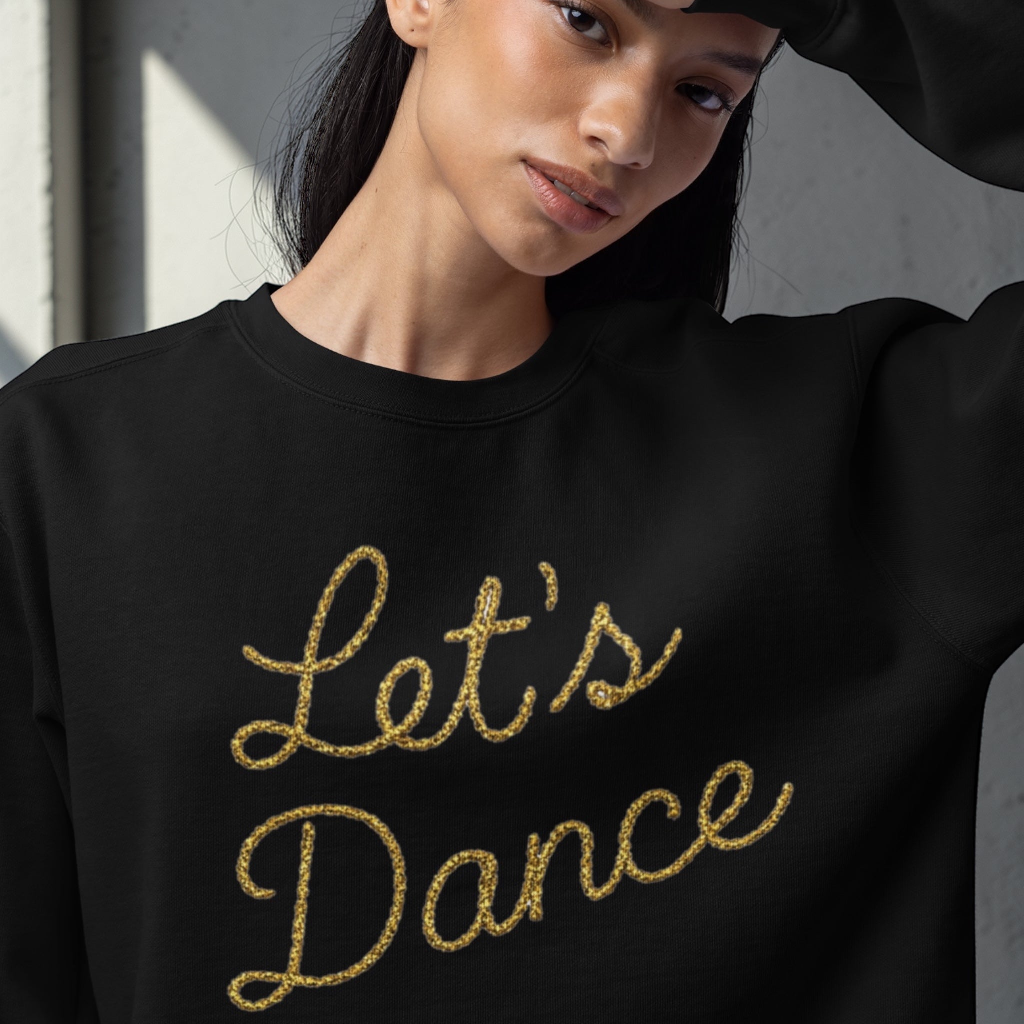 Unisex 'LET'S DANCE' embroidered organic cotton 'Thinker' sweatshirt - extended sizing XXS-5XL