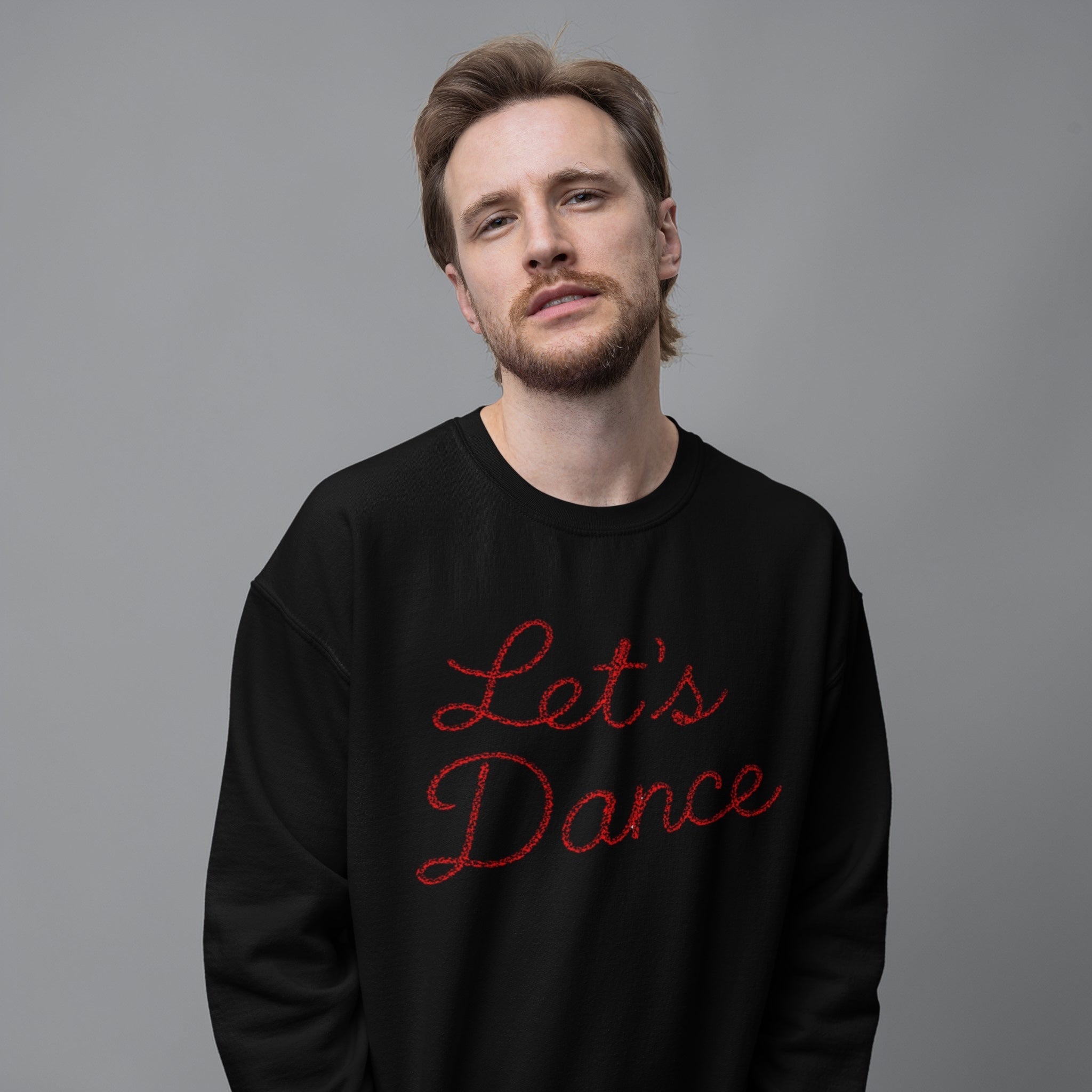 Unisex 'LET'S DANCE' embroidered organic cotton 'Thinker' sweatshirt - extended sizing XXS-5XL