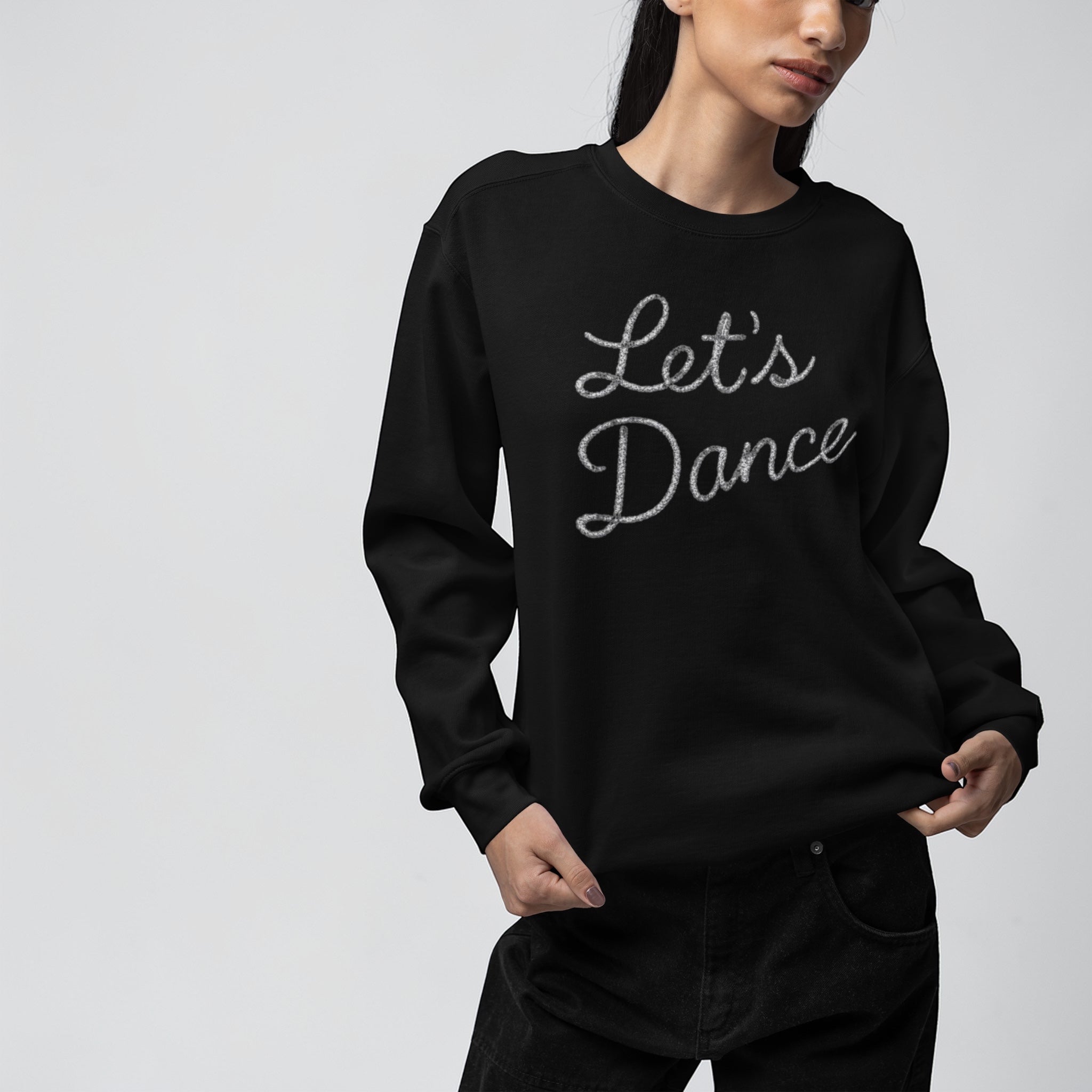 Unisex 'LET'S DANCE' embroidered organic cotton 'Thinker' sweatshirt - extended sizing XXS-5XL