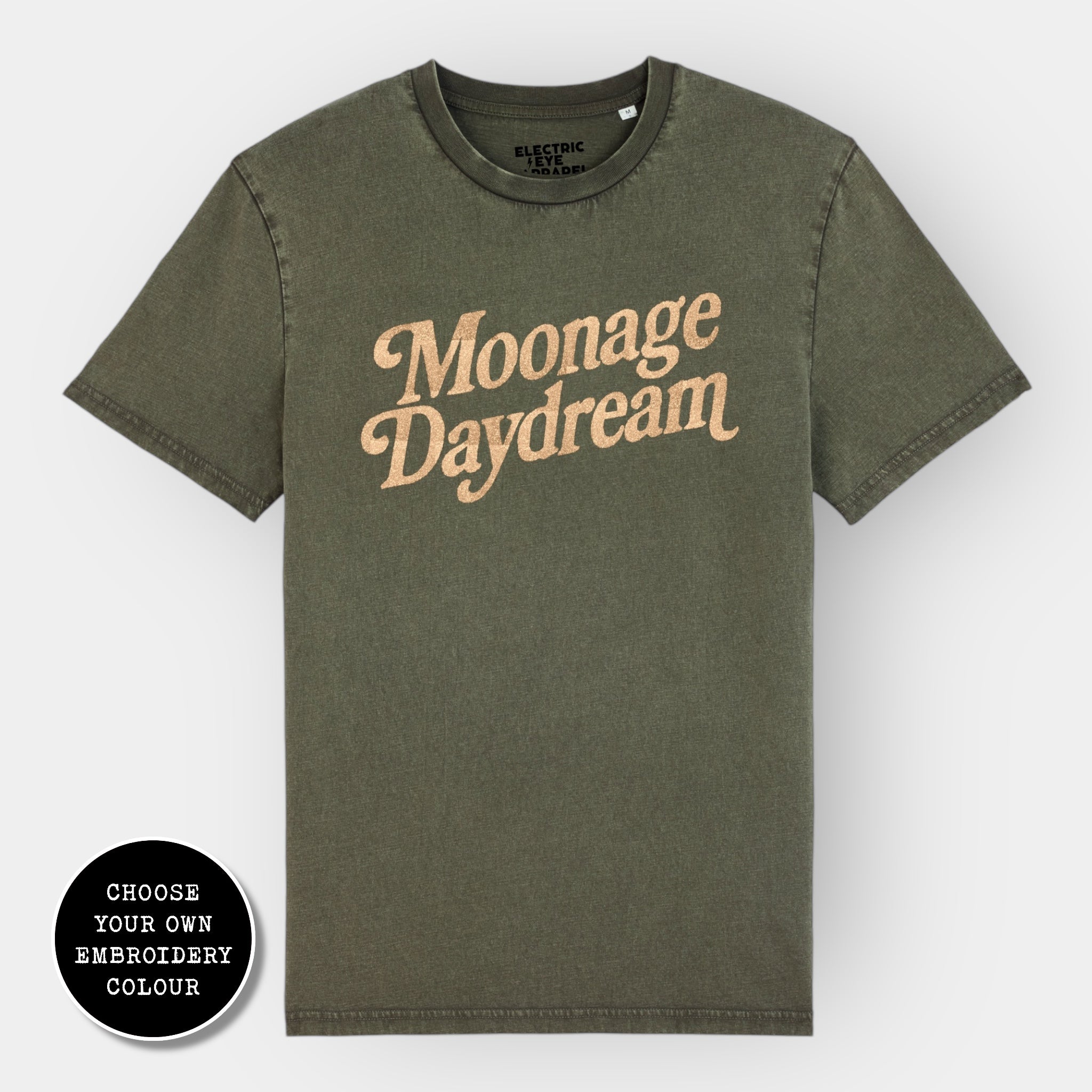 'MOONAGE DAYDREAM' embroidered premium organic unisex 'Crafter' t-shirt - sizes XXS-5XL