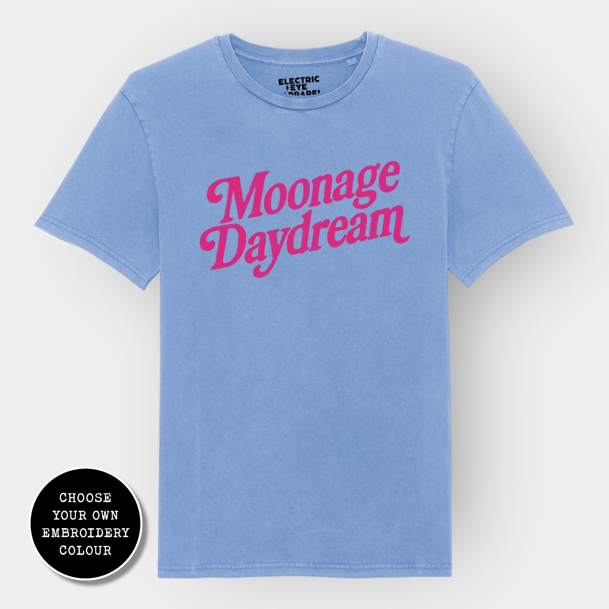 'MOONAGE DAYDREAM' embroidered premium organic unisex 'Crafter' t-shirt - sizes XXS-5XL