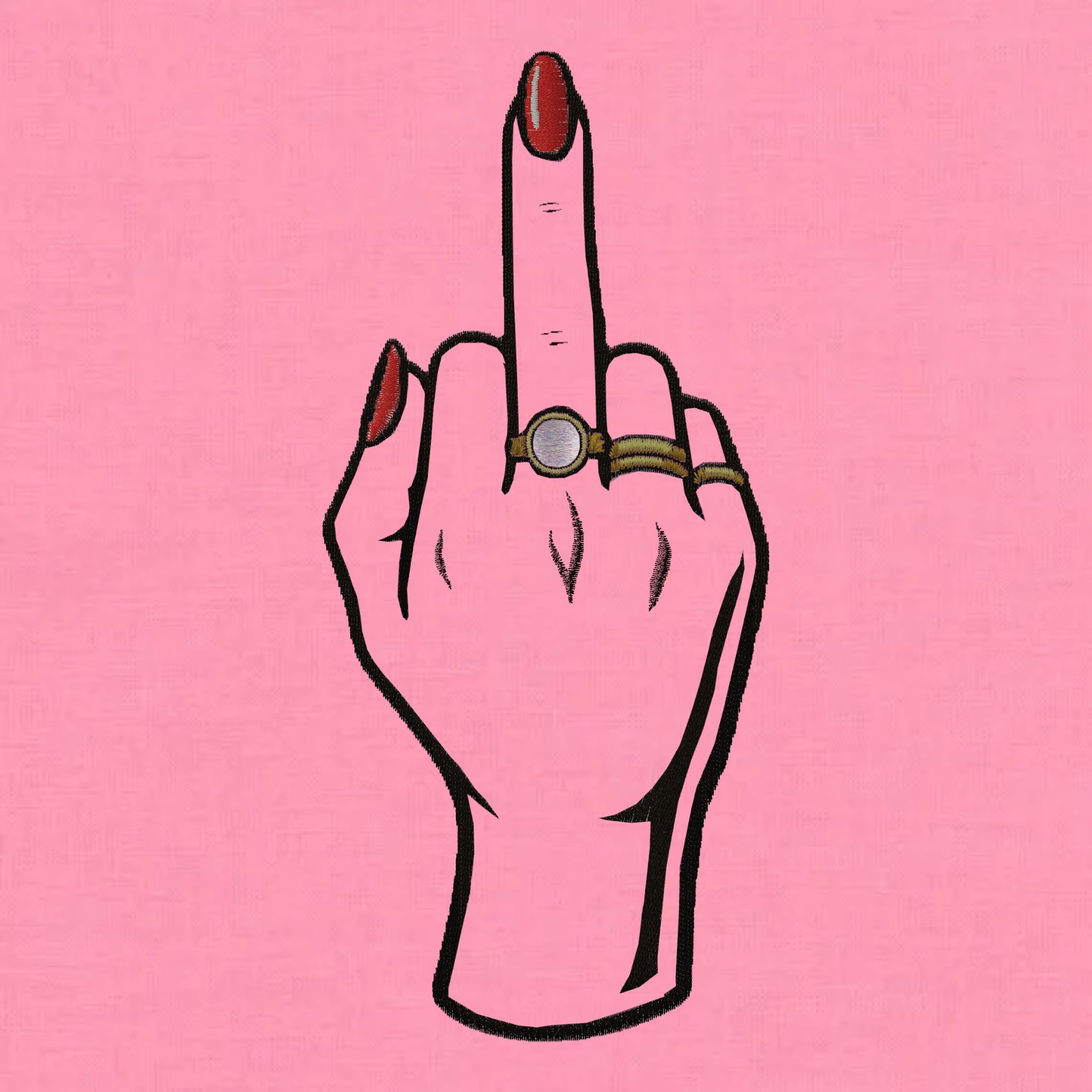 'MIDDLE FINGER' embroidered organic women's dropped shoulder 'Alma' sweatshirt - choose your own nail polish embroidery colour
