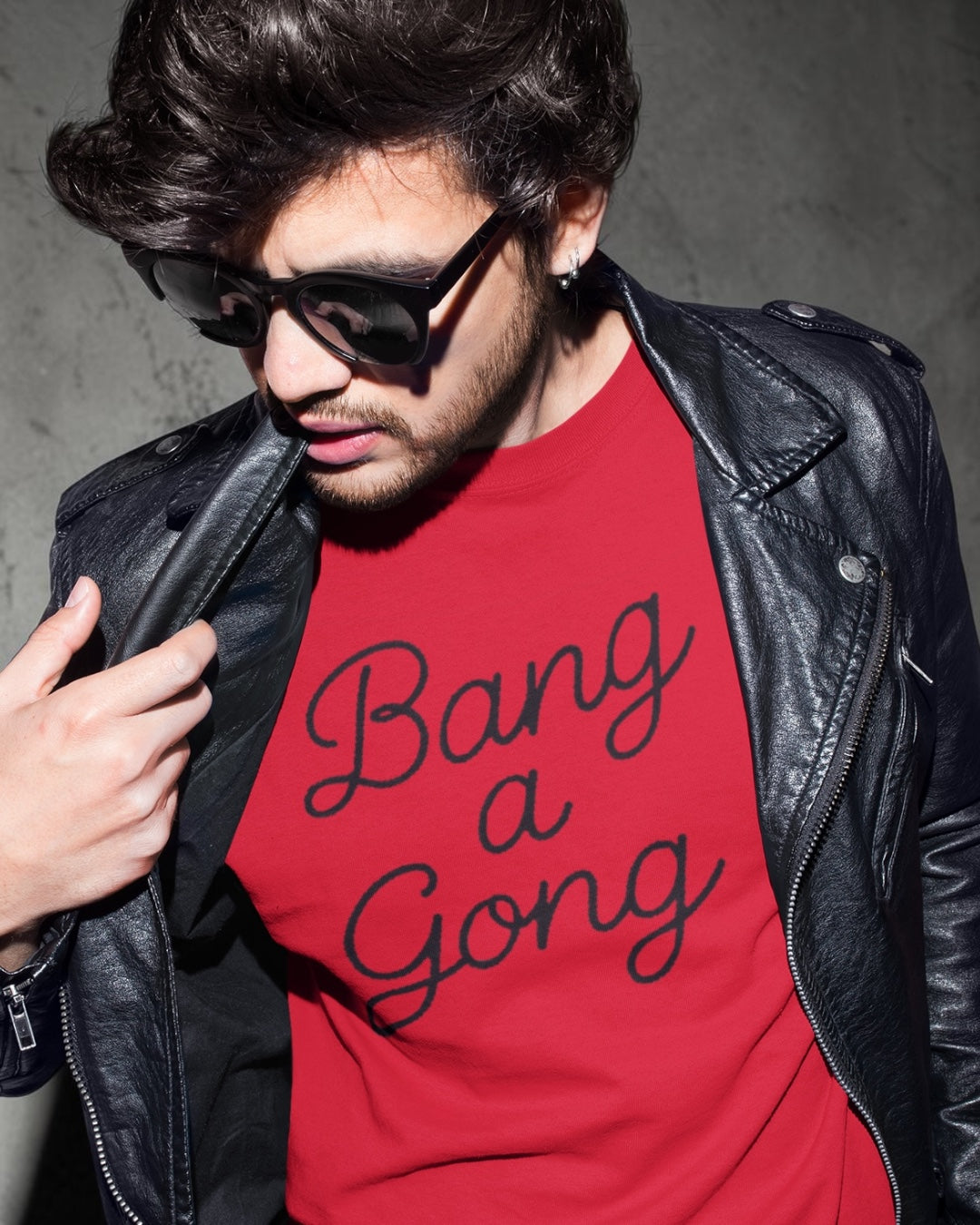 'BANG A GONG' embroidered premium organic unisex 'Rocker' t-shirt - sizes XXS-6XL