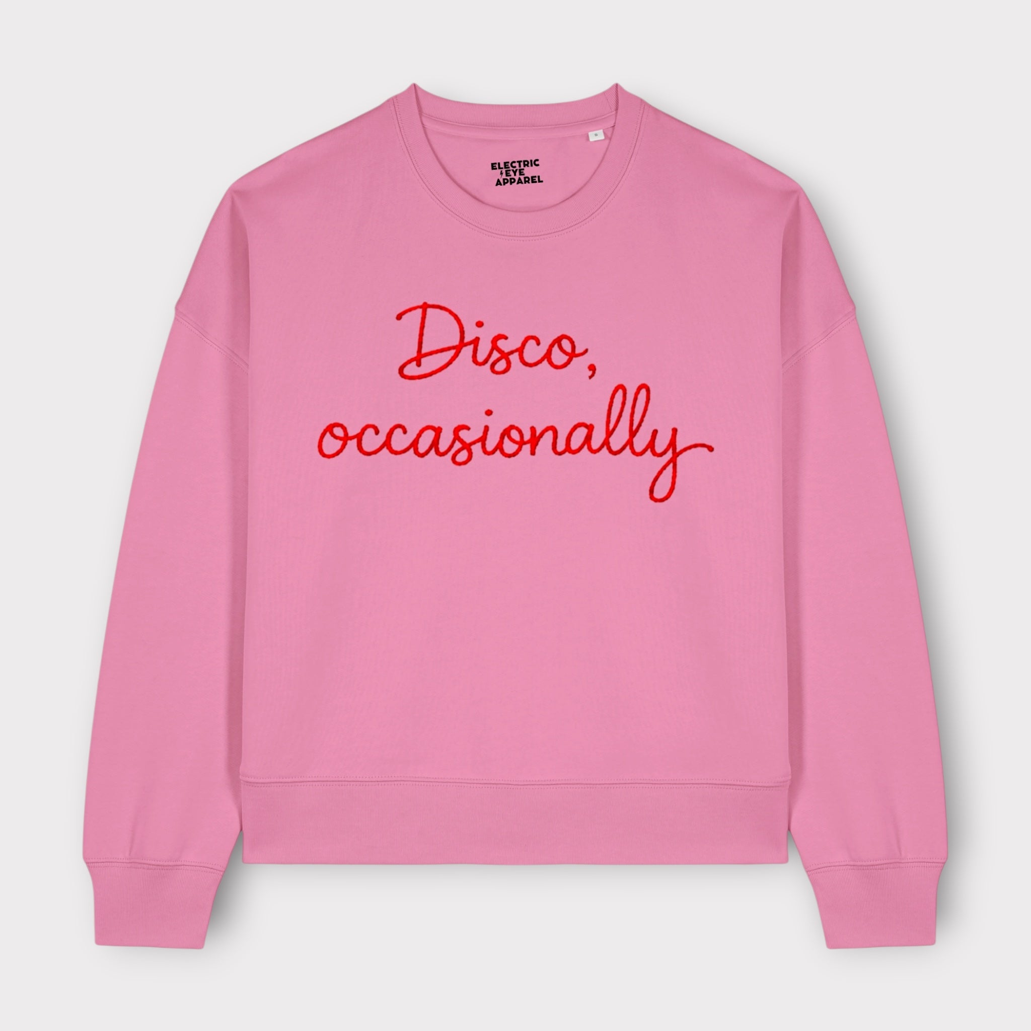 'DISCO, OCCASIONALLY' embroidered organic cotton women's 'Lianna' sweatshirt