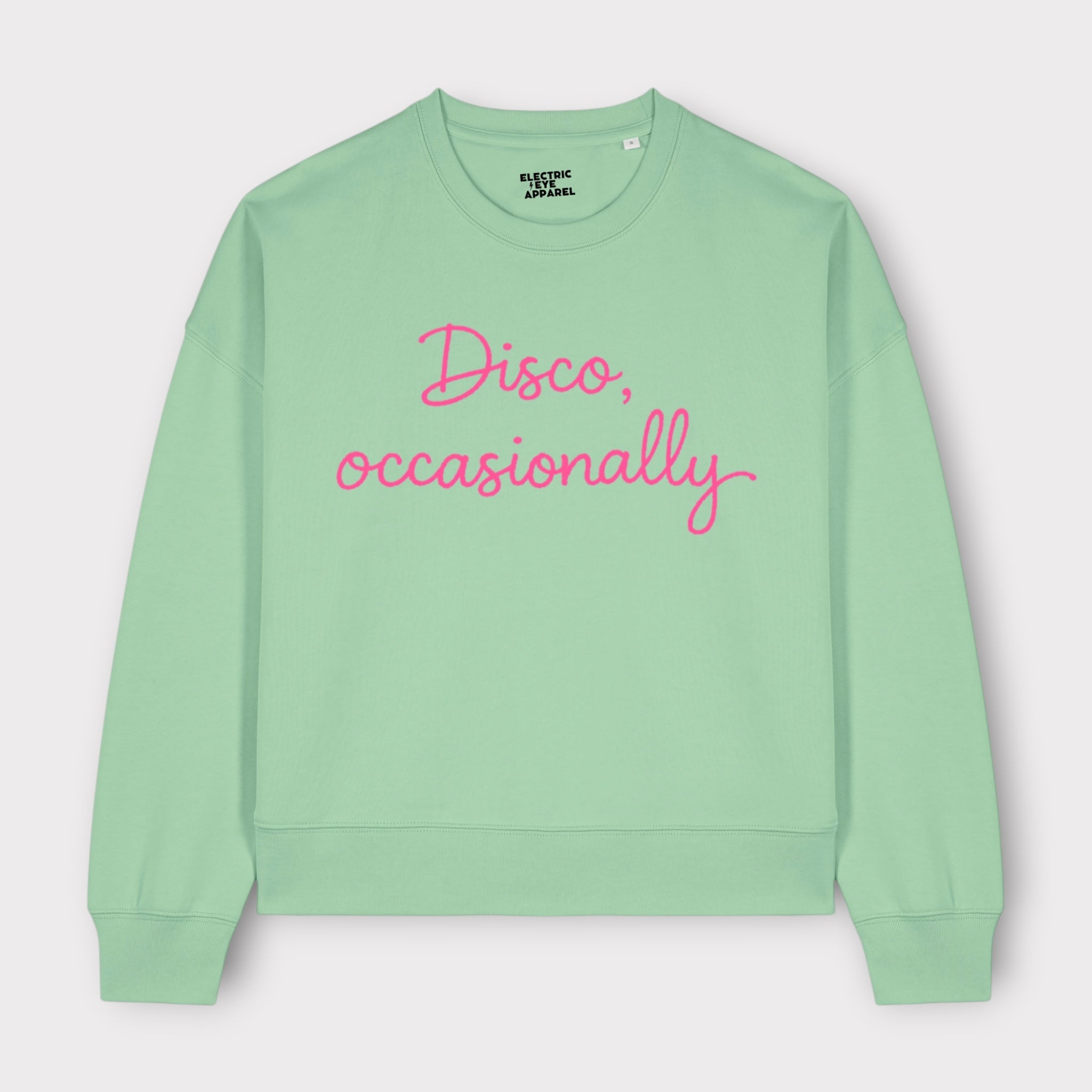 'DISCO, OCCASIONALLY' embroidered organic cotton women's 'Lianna' sweatshirt