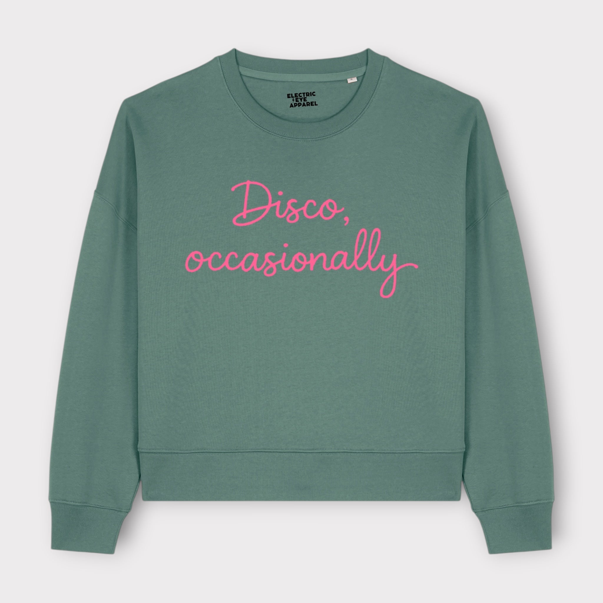'DISCO, OCCASIONALLY' embroidered organic cotton women's 'Lianna' sweatshirt
