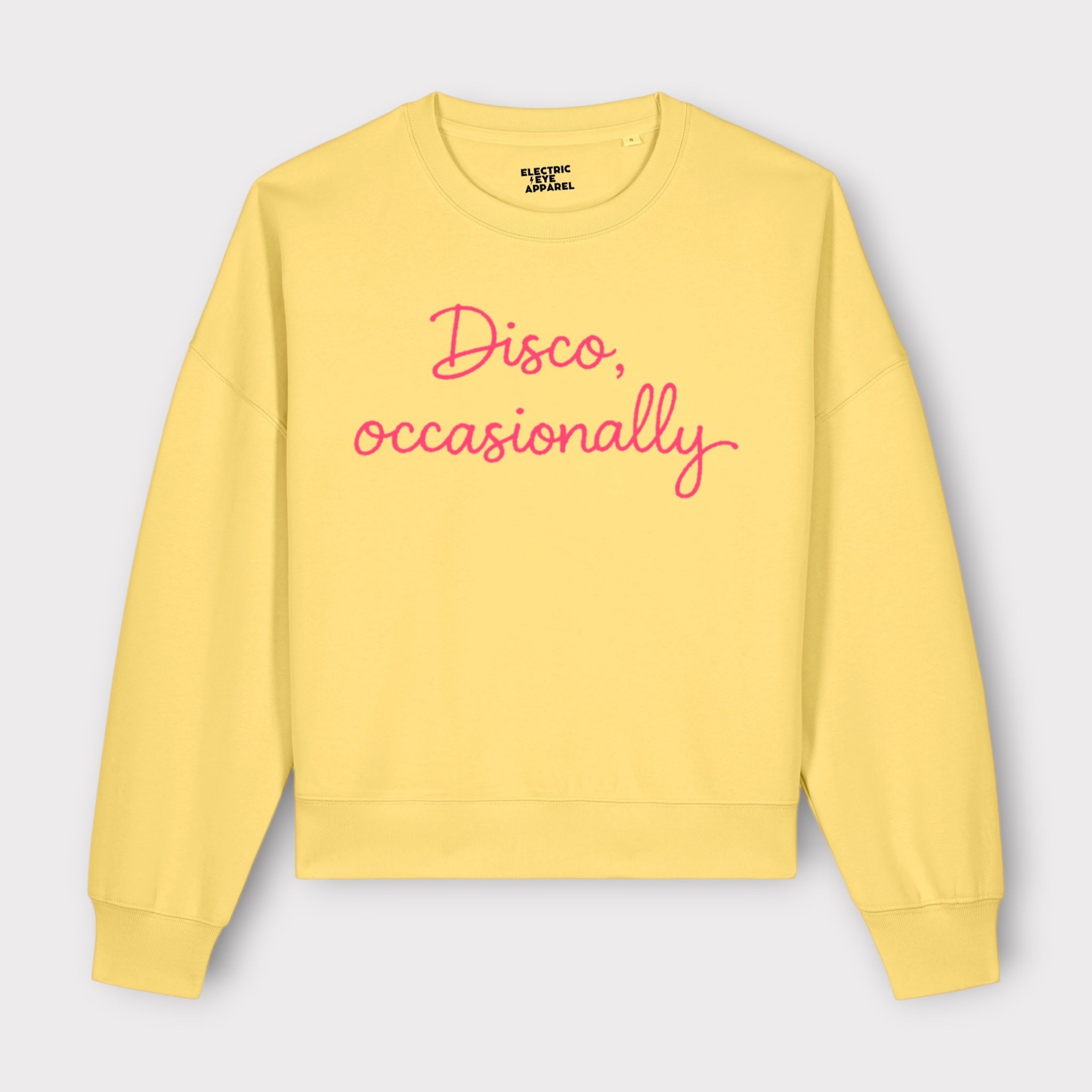 'DISCO, OCCASIONALLY' embroidered organic cotton women's 'Lianna' sweatshirt