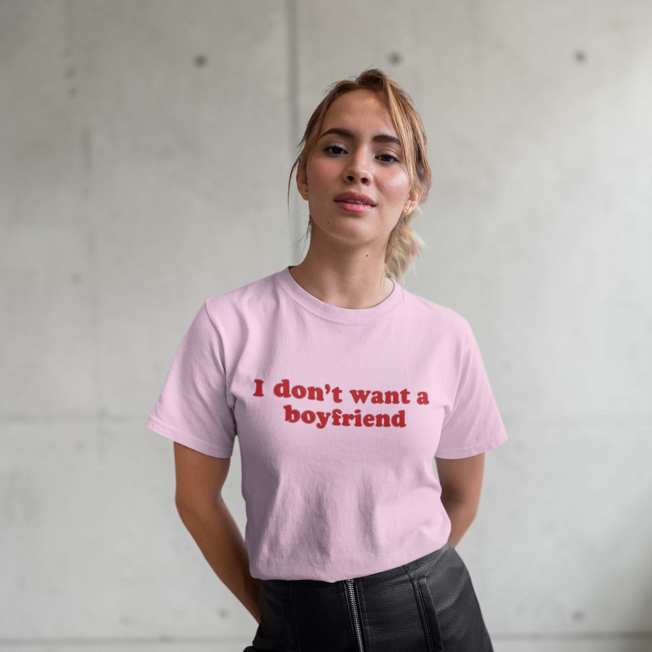 'I DON'T WANT A BOYFRIEND' embroidered premium organic unisex 'Creator' t-shirt - sizes XXS-6XL