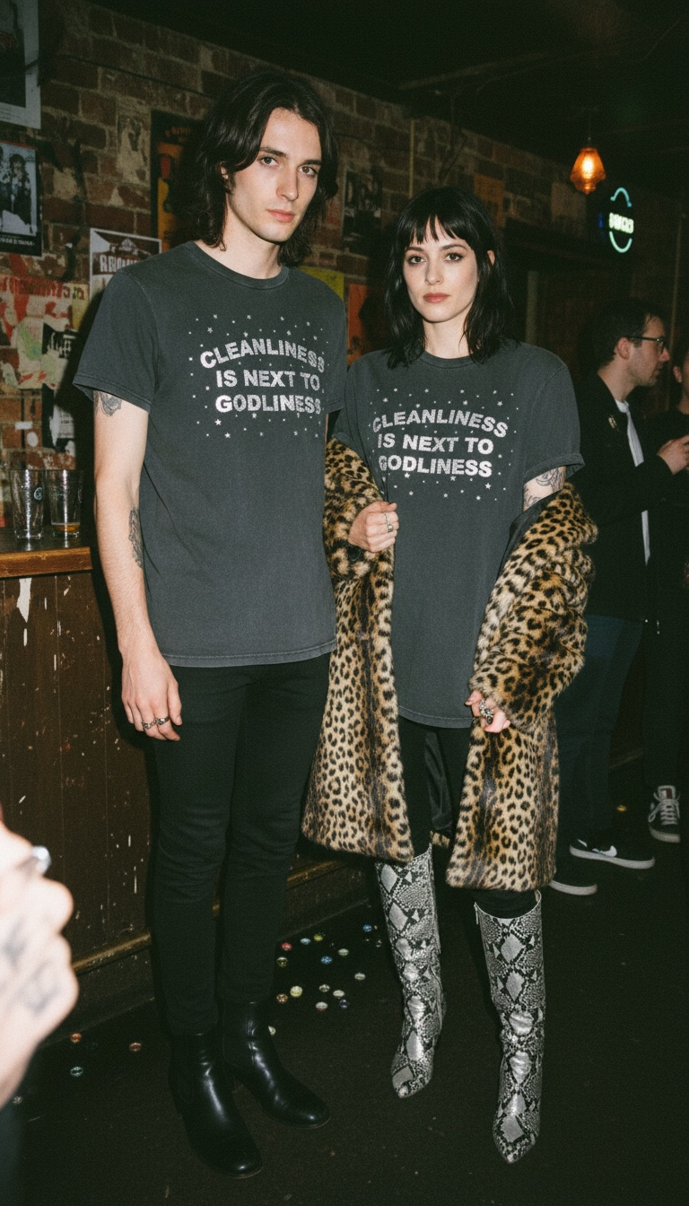 'CLEANLINESS IS NEXT TO GODLINESS' embroidered vintage-aged garment dyed premium organic unisex 'Crafter' t-shirt - sizes XS-3XL