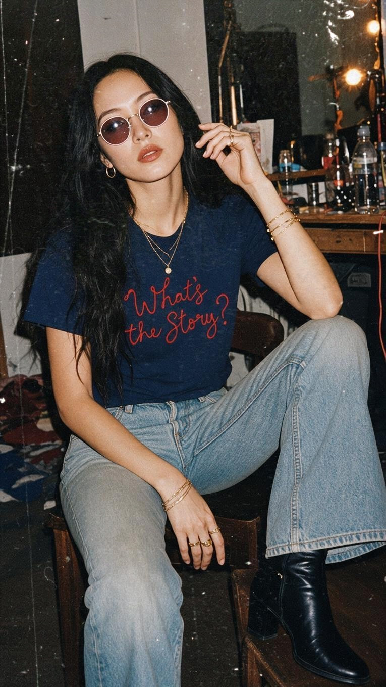 'What's the Story?' embroidered premium organic women's classic fit 'Muser' t-shirt - sizes XS-5XL