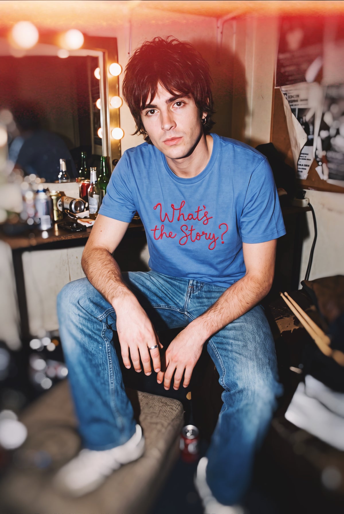 'What's the Story?' embroidered premium organic men's 'Rocker' t-shirt - sizes XXS-5XL