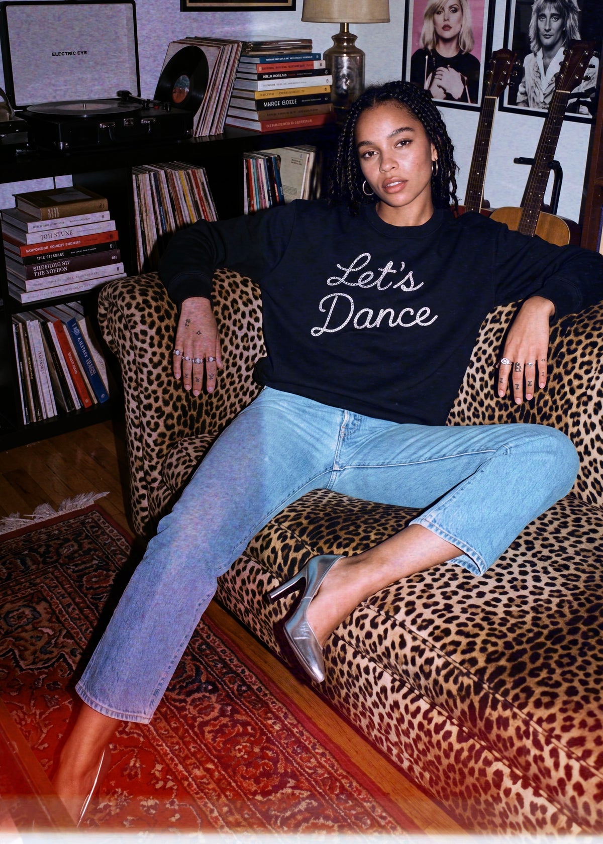 Unisex 'LET'S DANCE' embroidered organic cotton 'Thinker' sweatshirt - extended sizing XXS-5XL