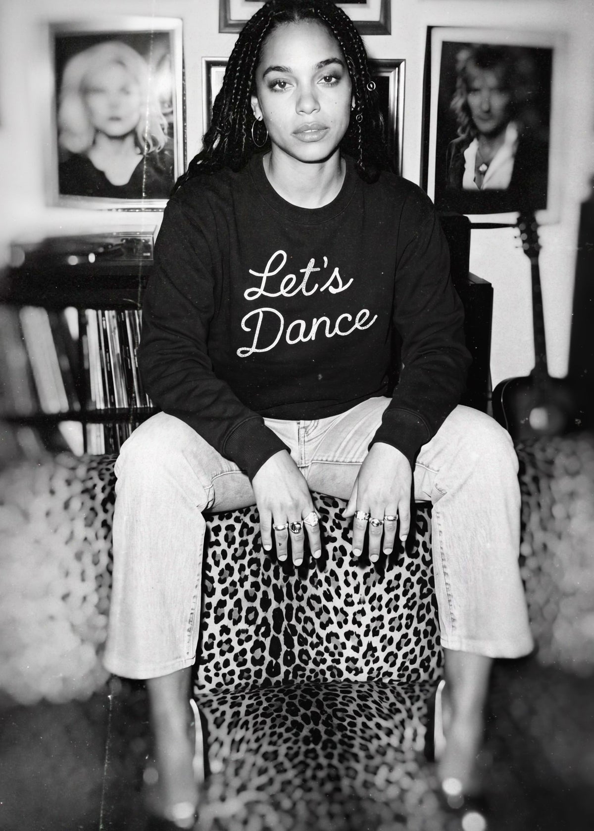 Unisex 'LET'S DANCE' embroidered organic cotton 'Thinker' sweatshirt - extended sizing XXS-5XL