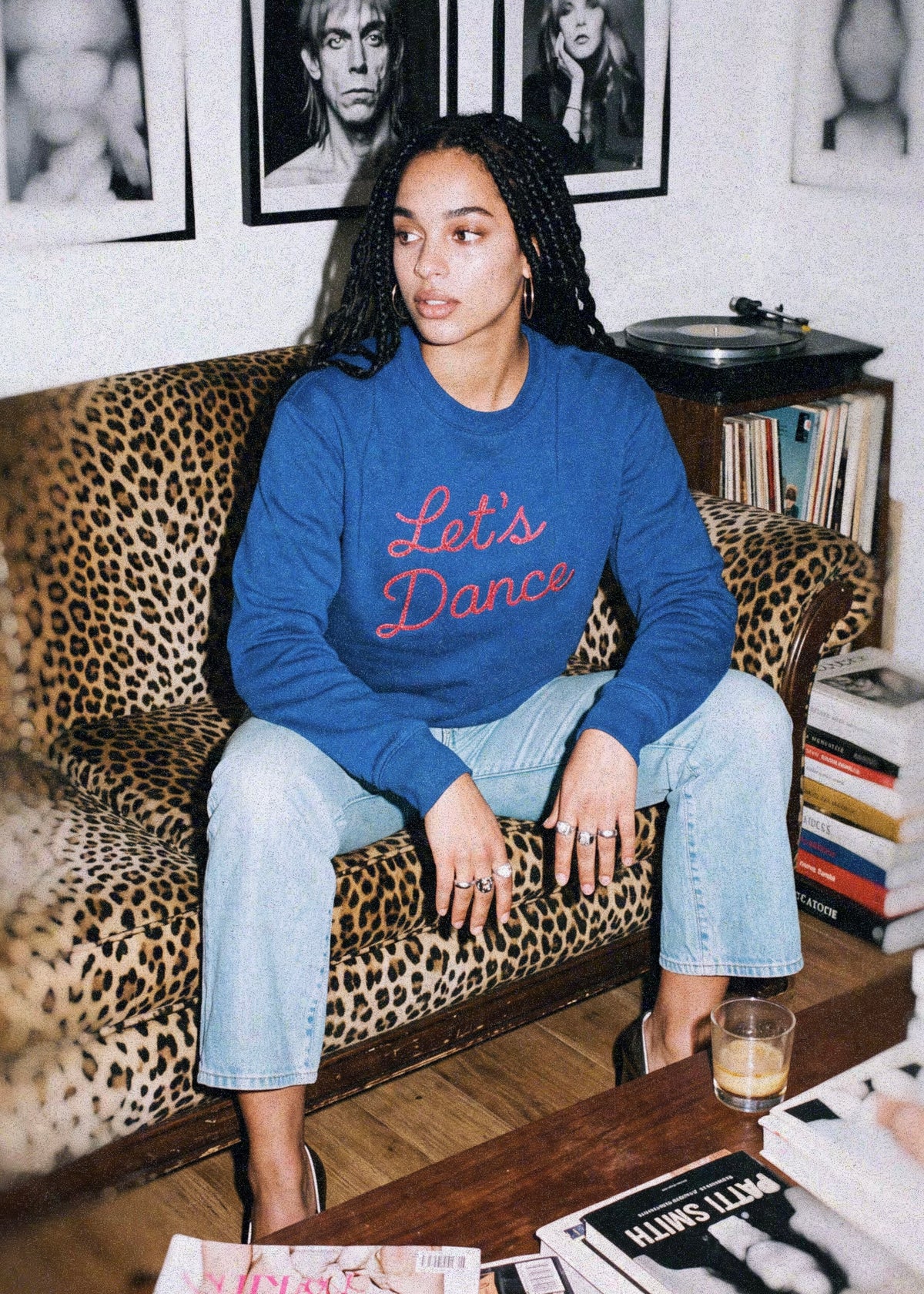 Unisex 'LET'S DANCE' embroidered organic cotton 'Thinker' sweatshirt - extended sizing XXS-5XL
