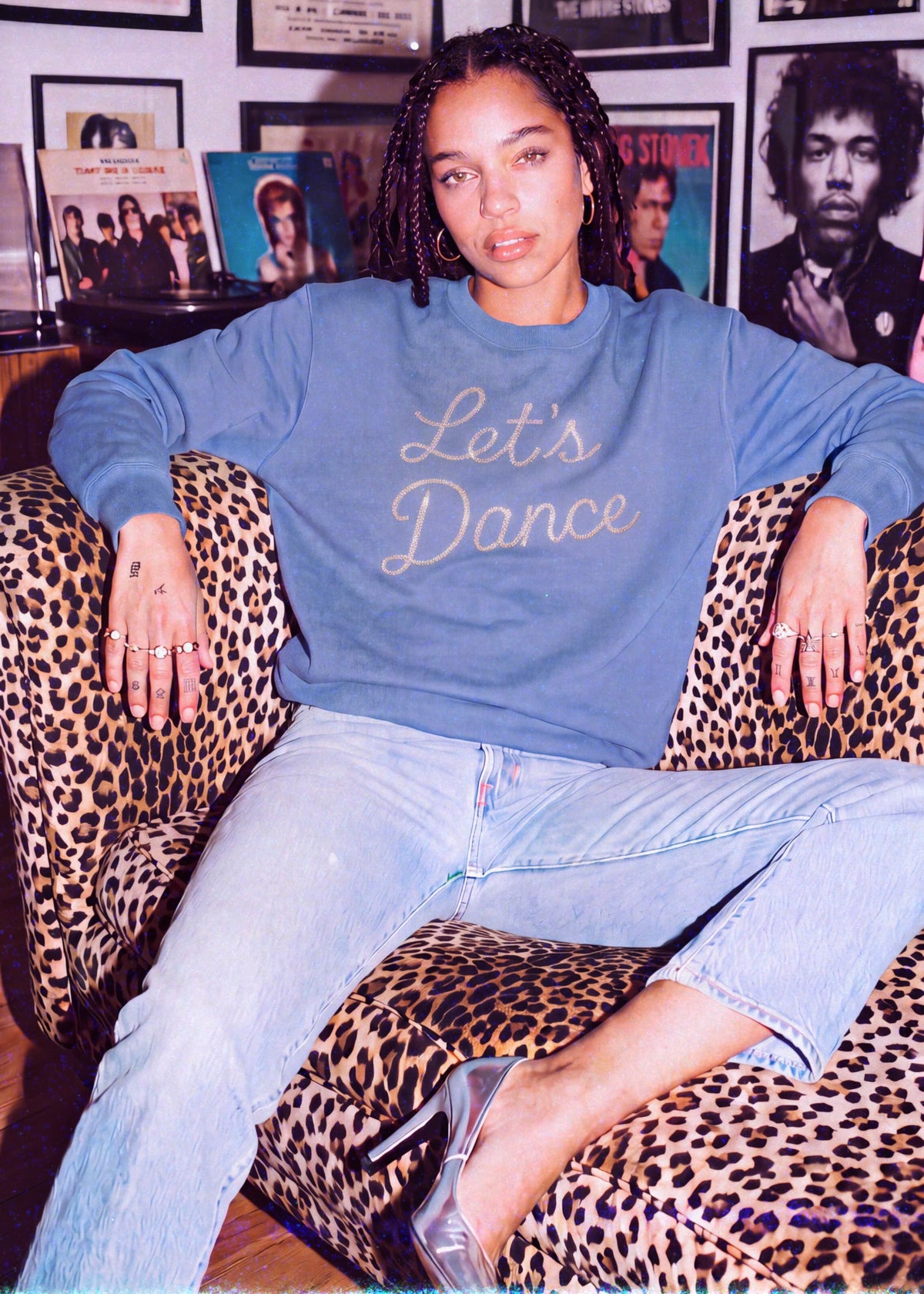 Unisex 'LET'S DANCE' embroidered organic cotton 'Thinker' sweatshirt - extended sizing XXS-5XL