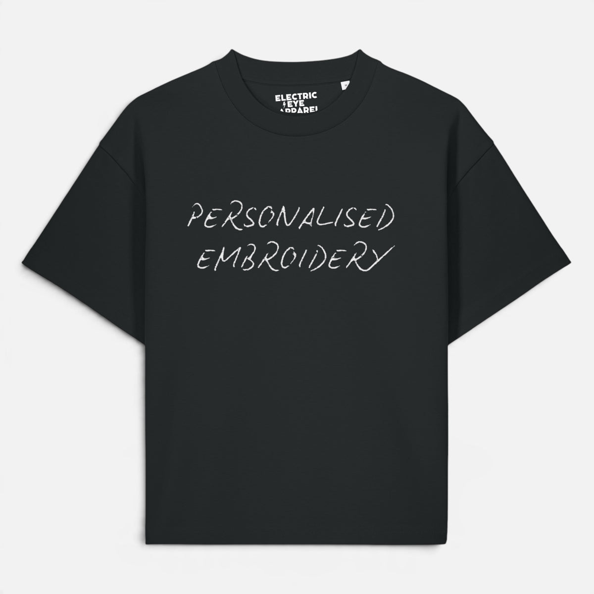 NEW Unisex Personalised Lyric Centre Chest Embroidered premium organic relaxed fit 'Hazener' t-shirt