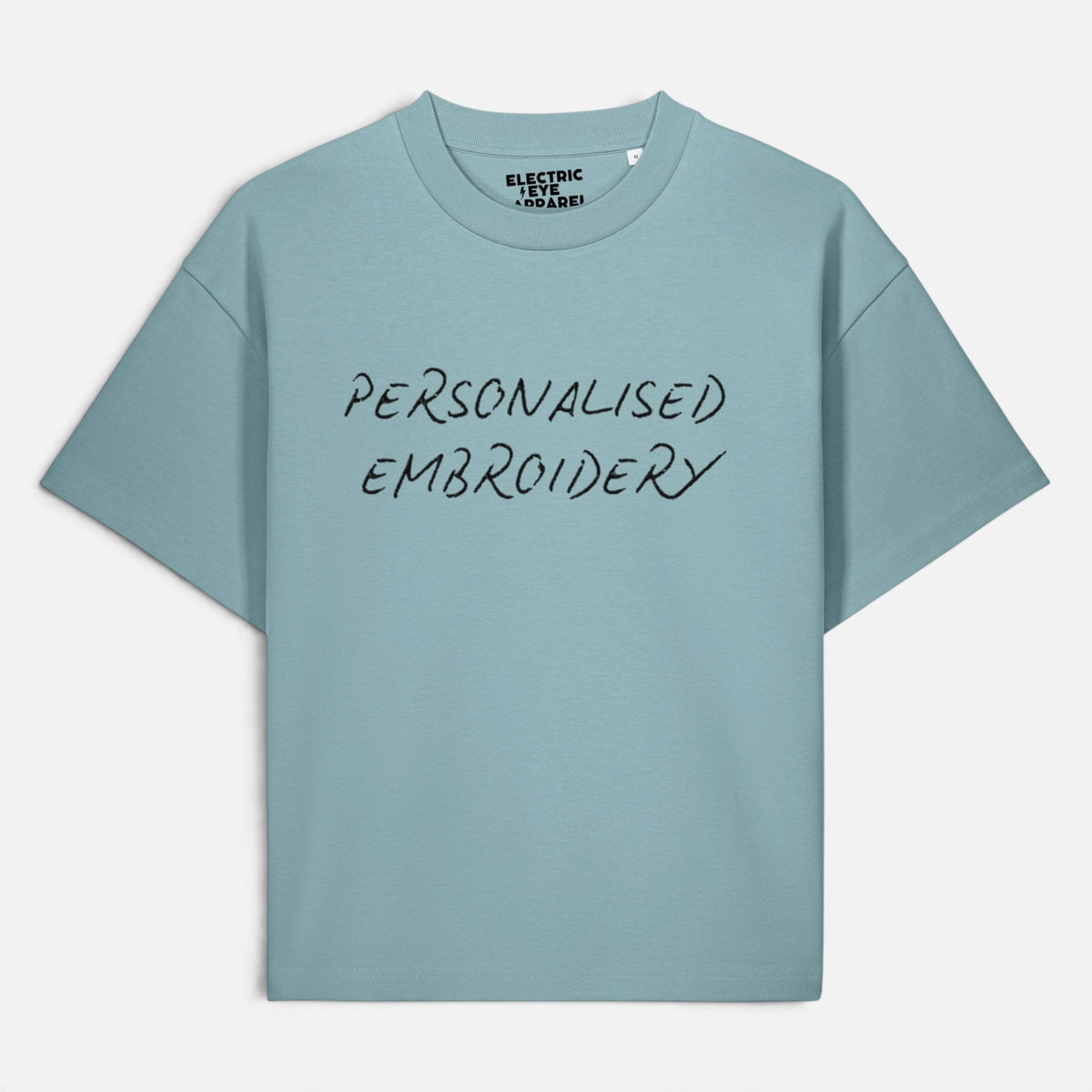 NEW Unisex Personalised Lyric Centre Chest Embroidered premium organic relaxed fit 'Hazener' t-shirt