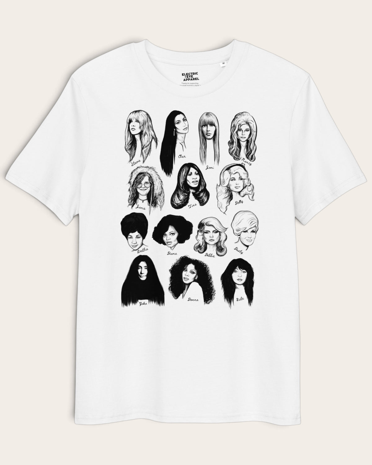 Men's 'WOMEN IN MUSIC' Limited Edition Mono Line Art Original Illustration Printed organic cotton t-shirt