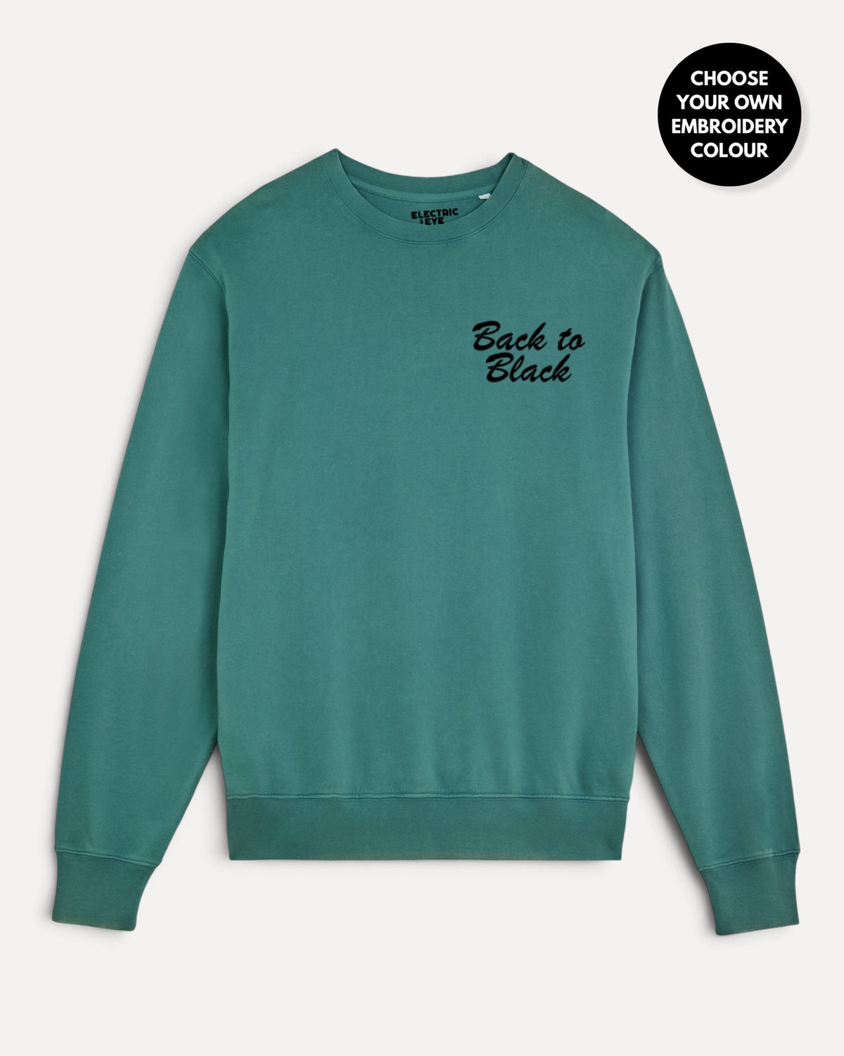 Women's 'BACK TO BLACK' left chest embroidered premium organic cotton 'Matcher' sweatshirt - EXTENDED SIZING