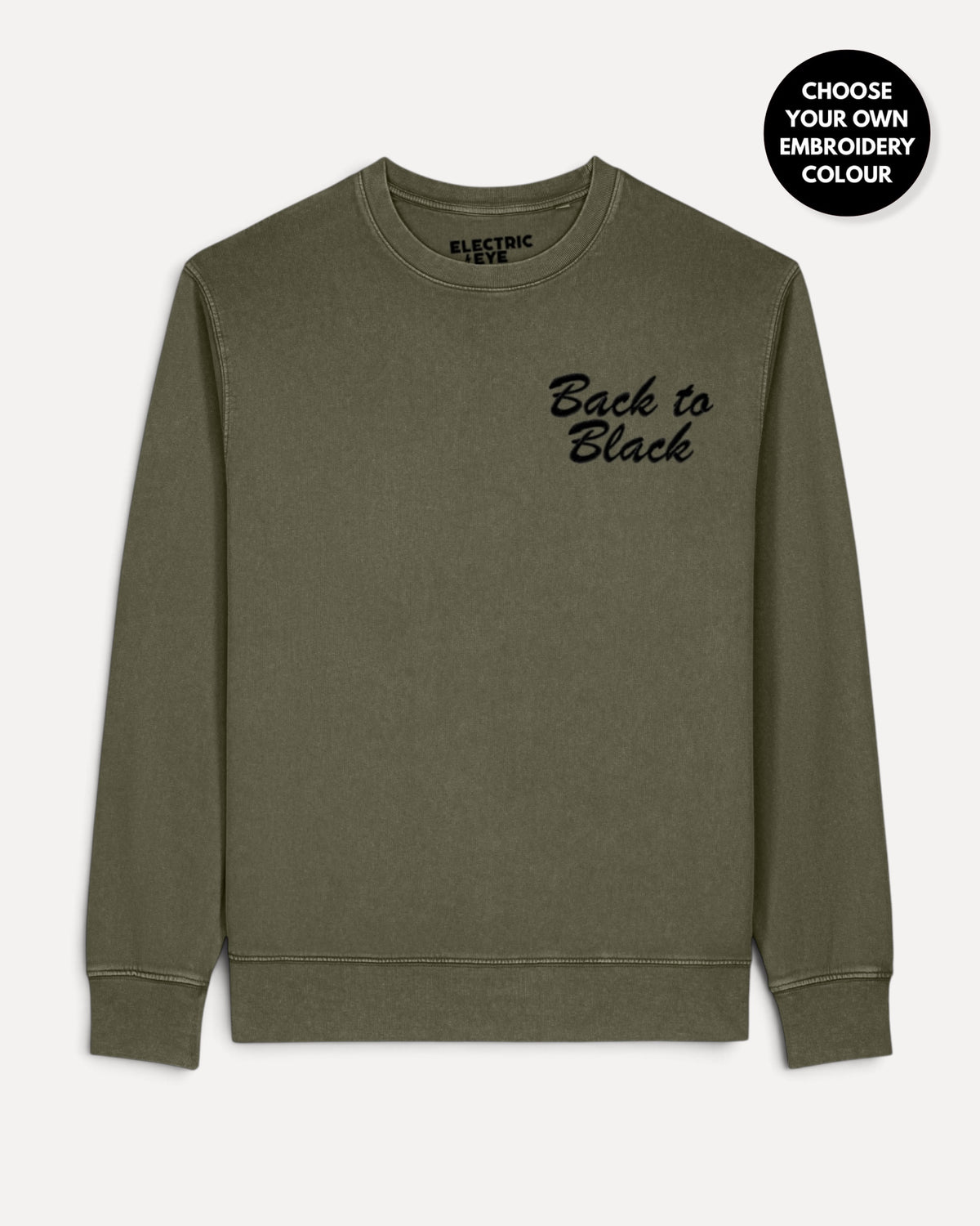 Women's 'BACK TO BLACK' left chest embroidered premium organic cotton 'Matcher' sweatshirt - EXTENDED SIZING