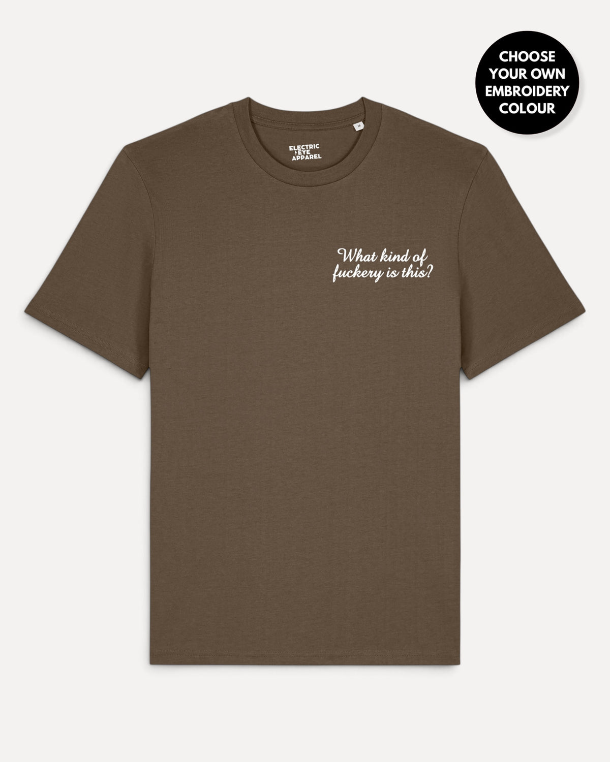 Men's 'WHAT KIND OF F CKERY IS THIS?' left chest embroidered premium organic classic fit 'Creator' t-shirt