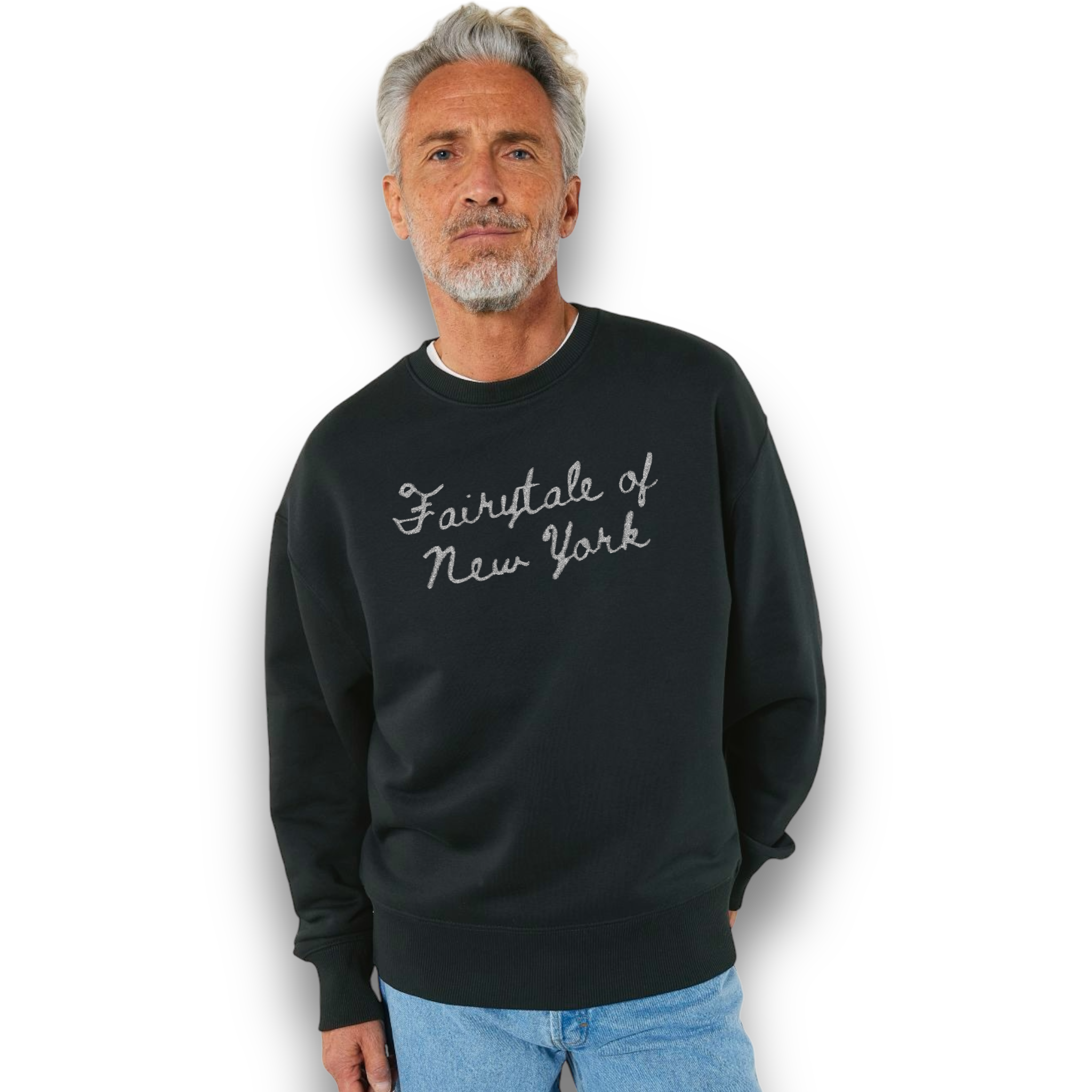 Limited Edition 'FAIRYTALE OF NEW YORK' glitter embroidered organic unisex oversized 'radder' sweatshirt