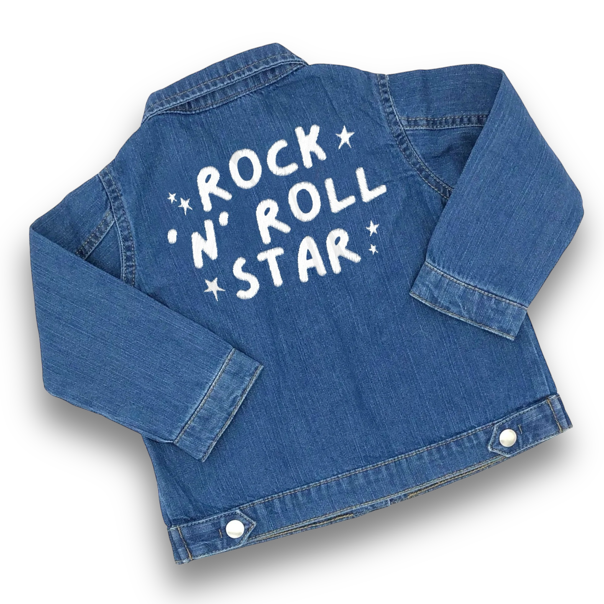 'ROCK 'N' ROLL STAR' embroidered 100% organic cotton 'Baby Rocks' denim jacket - inspired by Oasis