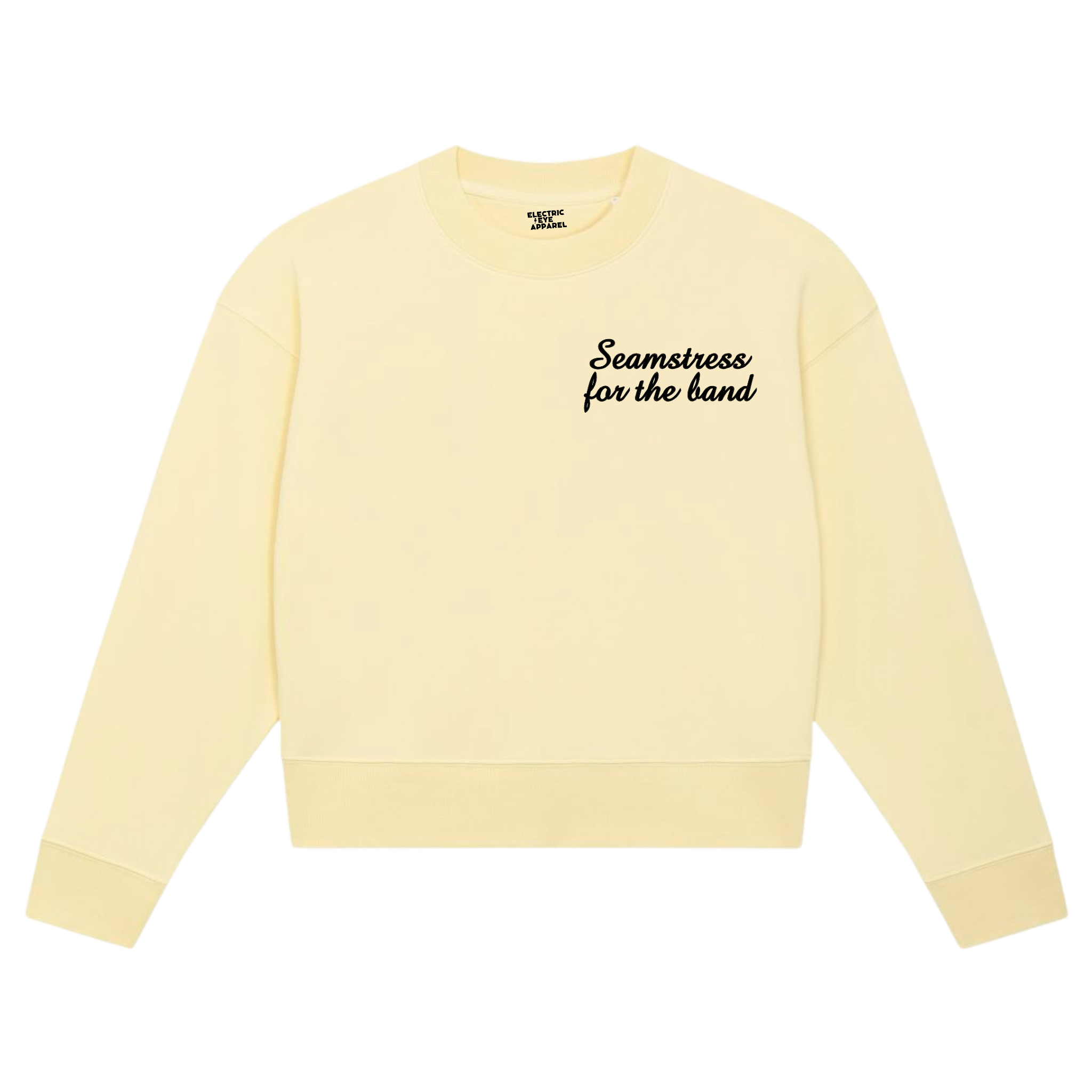 'SEAMSTRESS FOR THE BAND' left chest embroidered women's organic 'cropster' sweatshirt - inspired by Elton John, Tiny Dancer