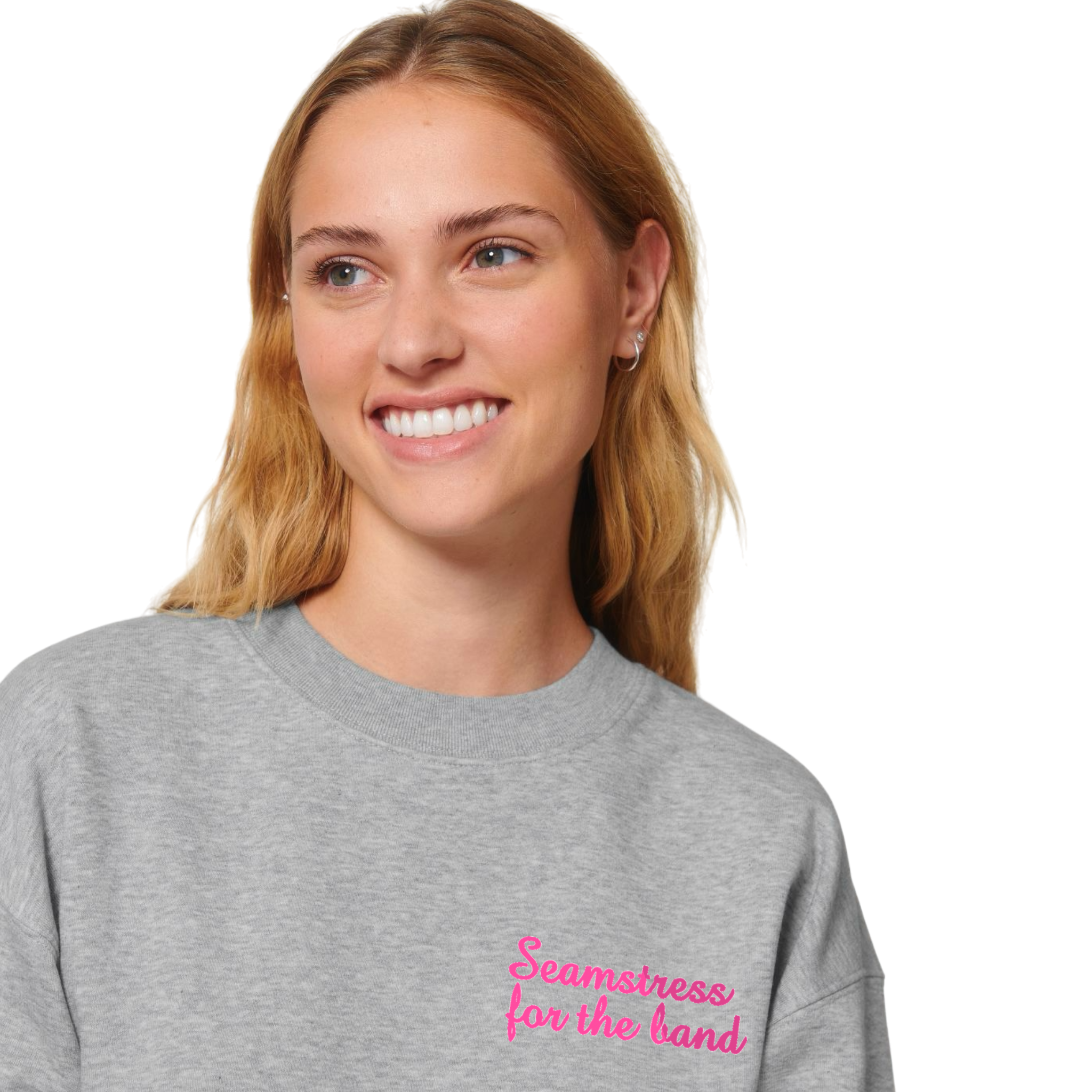 'SEAMSTRESS FOR THE BAND' left chest embroidered women's organic 'cropster' sweatshirt - inspired by Elton John, Tiny Dancer