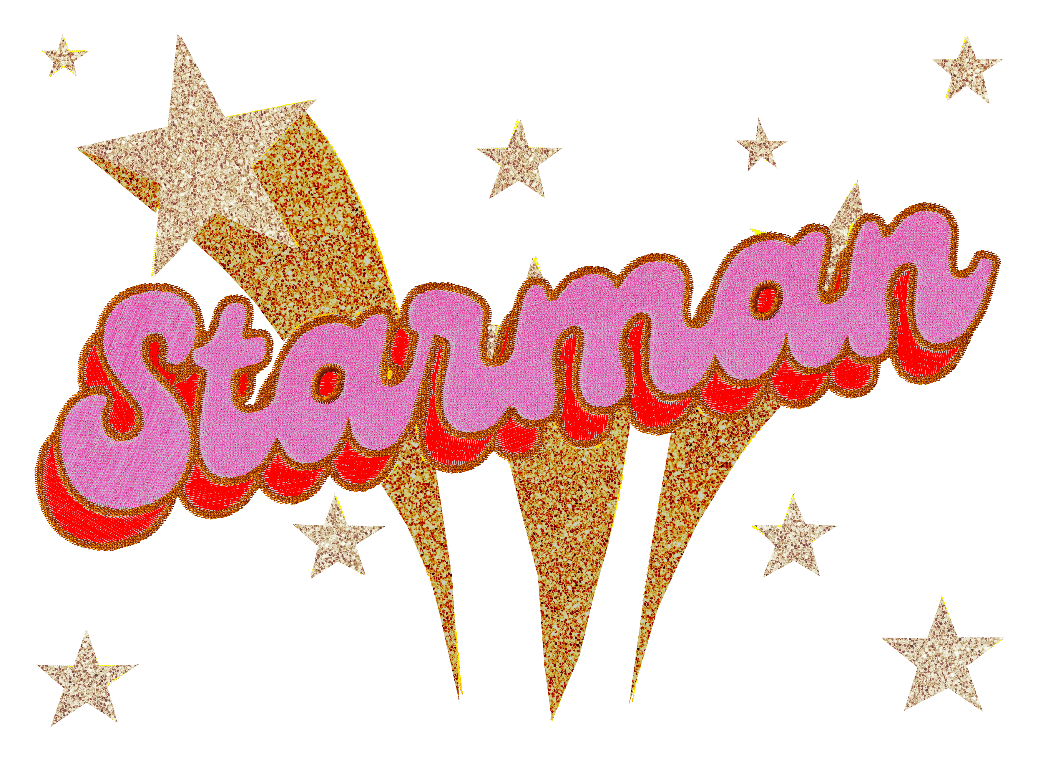 Gold Label 'STARMAN' 1970s glam glitter star embroidered organic women's dropped shoulder 'alma' sweatshirt - inspired by David Bowie