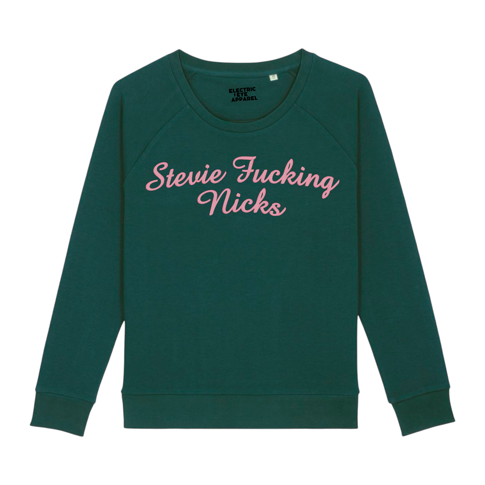 'STEVIE F*CKING NICKS' embroidered organic relaxed fit women's raglan 'dazzler' sweatshirt