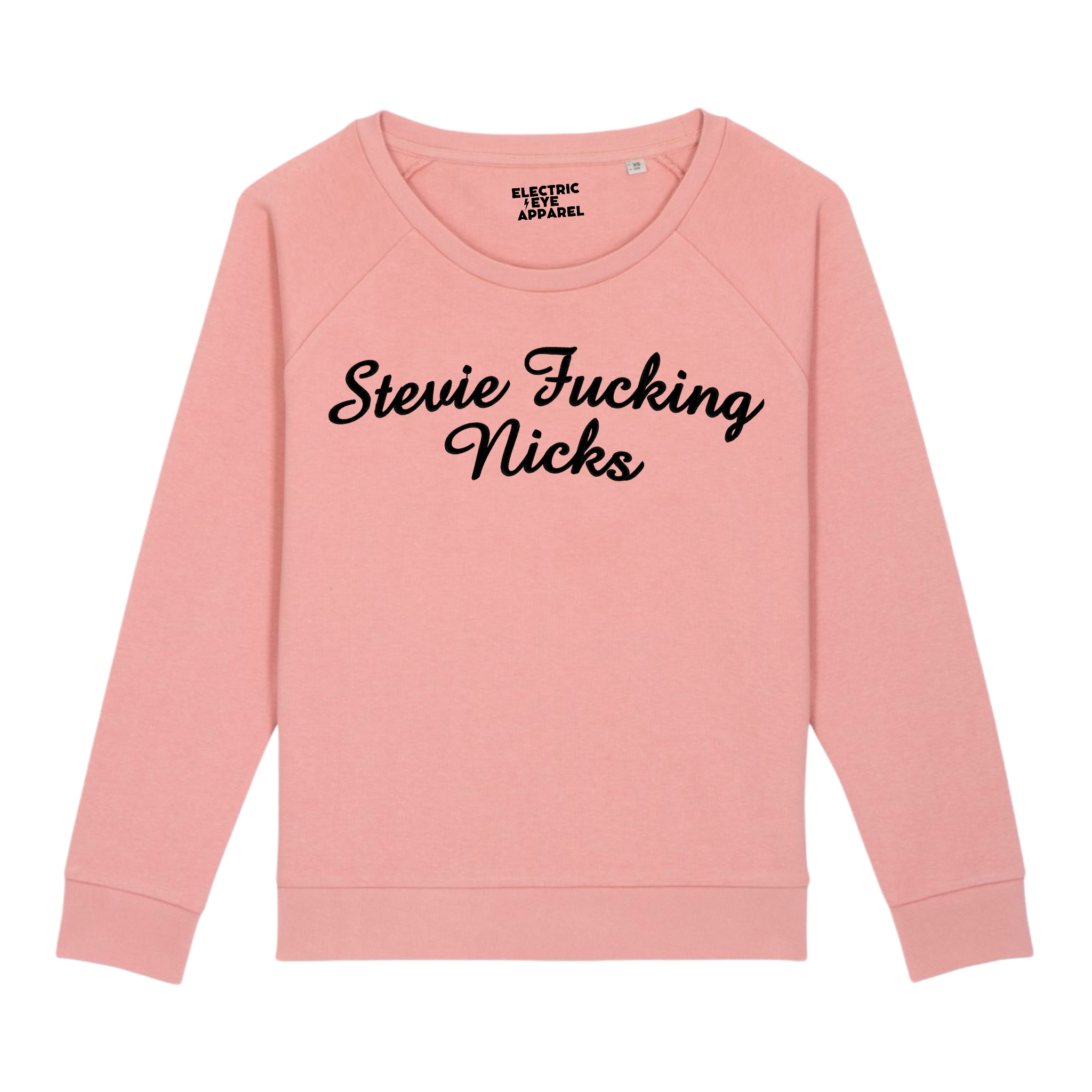 'STEVIE F*CKING NICKS' embroidered organic relaxed fit women's raglan 'dazzler' sweatshirt