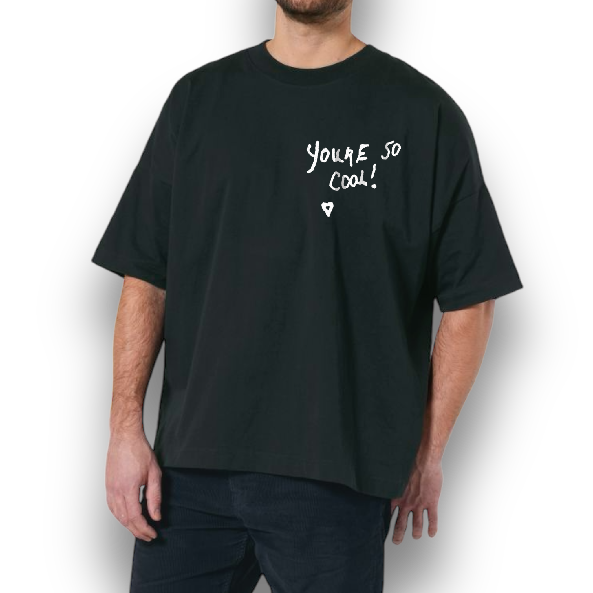 'YOU'RE SO COOL' embroidered heavy weight organic cotton men's drop shoulder 'blaster' t-shirt - inspired by True Romance