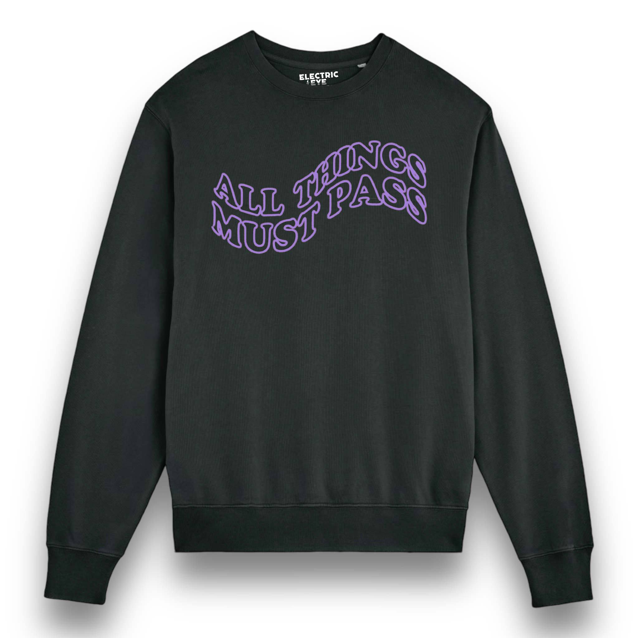 'ALL THINGS MUST PASS' embroidered organic unisex 'matcher' vintage aged sweatshirt - inspired by George Harrison