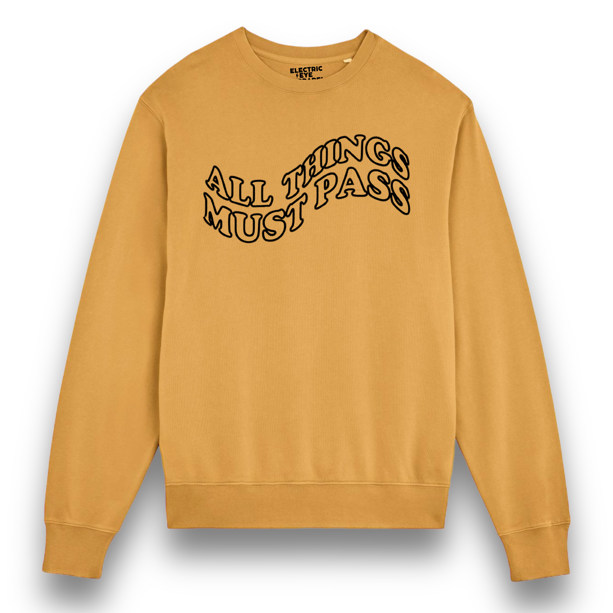 'ALL THINGS MUST PASS' embroidered organic unisex 'matcher' vintage aged sweatshirt - inspired by George Harrison