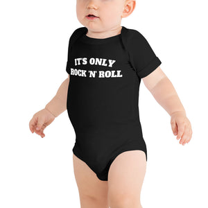 IT'S ONLY ROCK 'N' ROLL 印花婴儿短袖连体婴儿成长裤