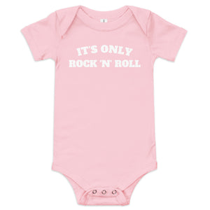 IT'S ONLY ROCK 'N' ROLL 印花婴儿短袖连体婴儿成长裤