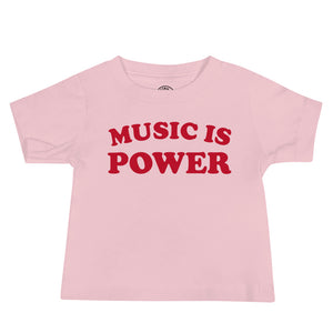 MUSIC IS POWER 印花婴儿平纹针织短袖 T 恤