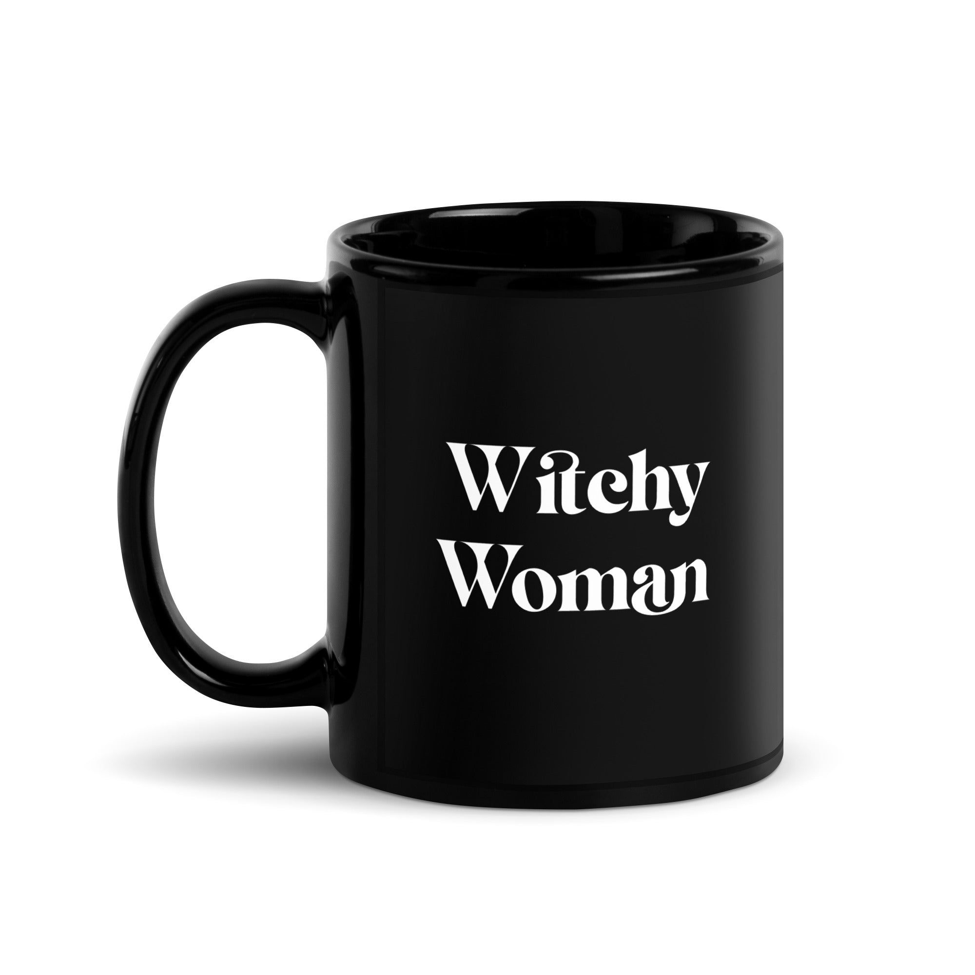 Witchy Woman Moon Printed Black Glossy Mug