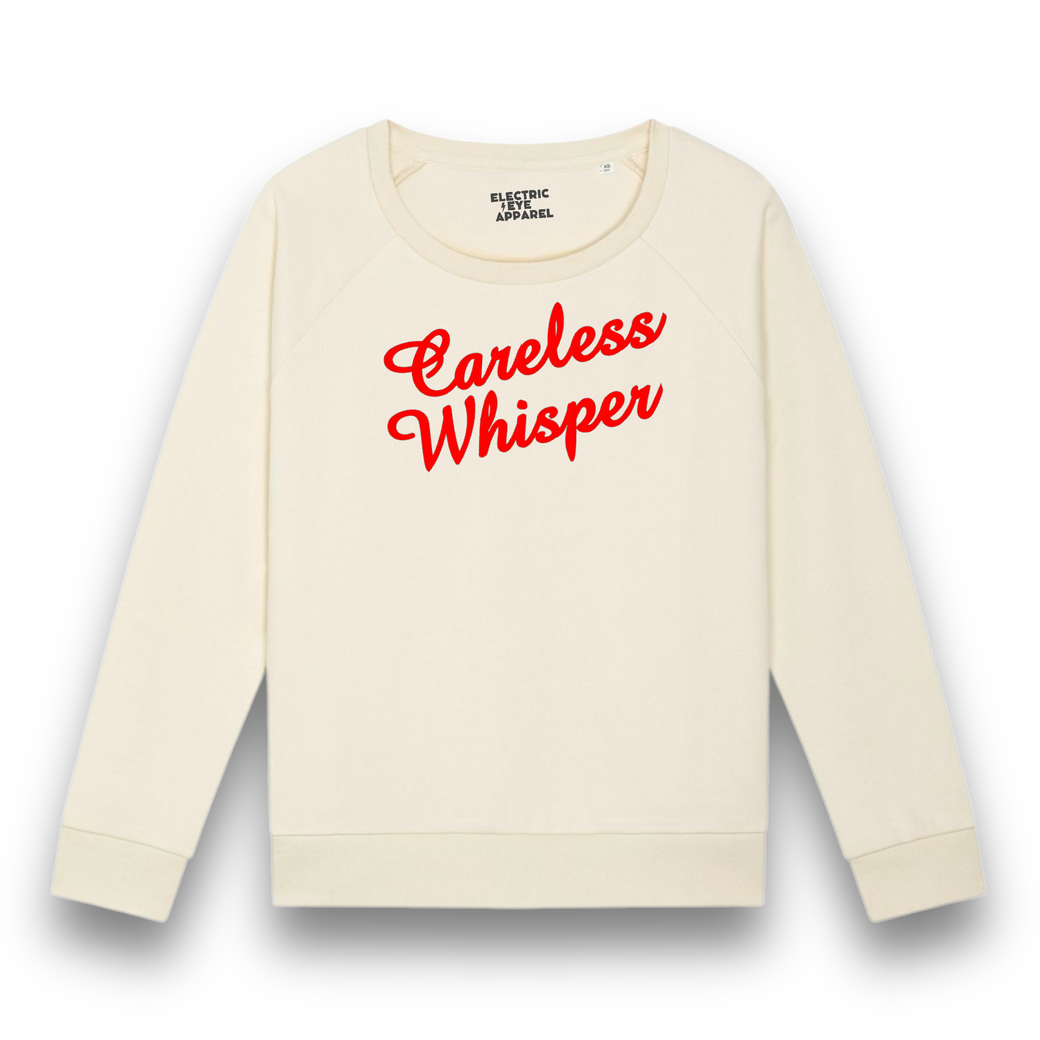 'CARELESS WHISPER' embroidered organic relaxed fit women's raglan 'dazzler' sweatshirt - inspired by George Michael